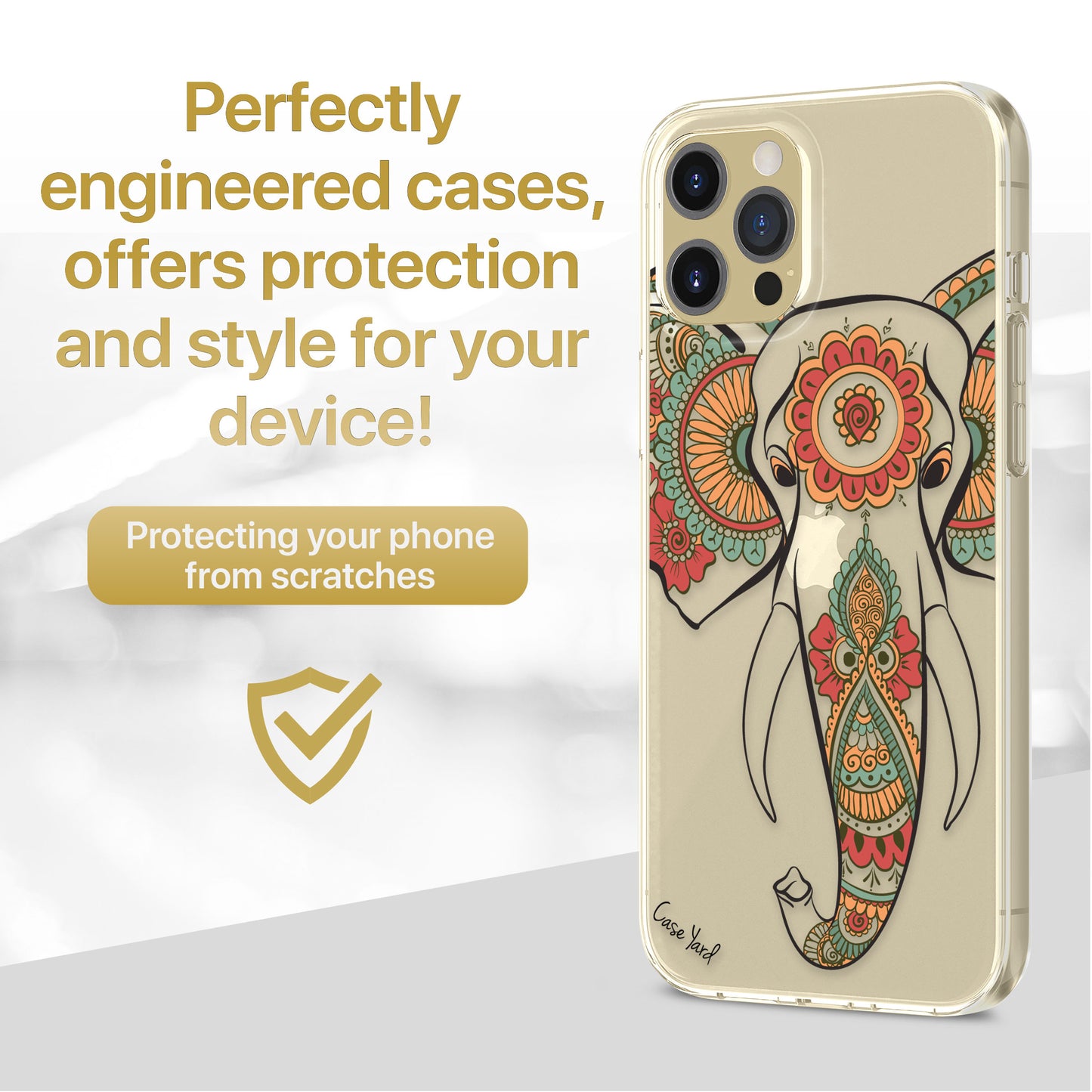 Elephant Hannah Head TPU Clear Phone Case for iPhone & Samsung Phones