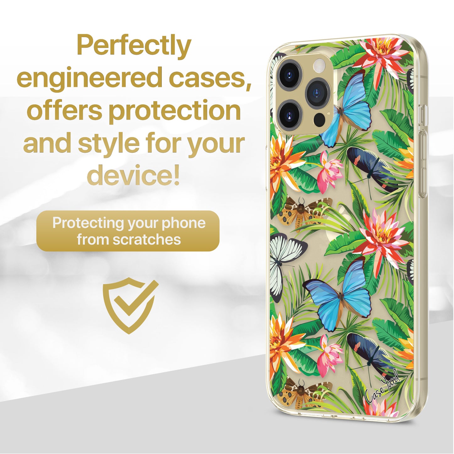 Flower Butterfly TPU Clear Phone Case for iPhone & Samsung Phones