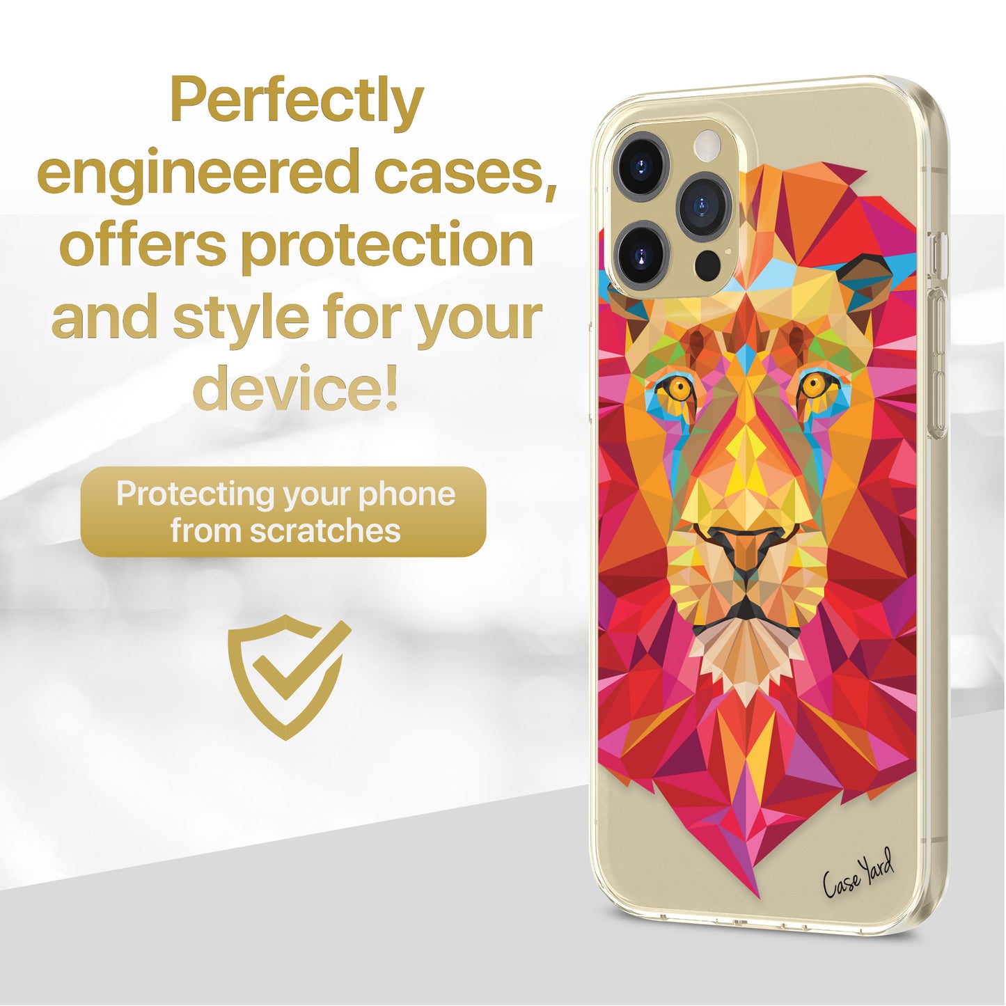 Lion Polygon TPU Clear Phone Case for iPhone & Samsung Phones