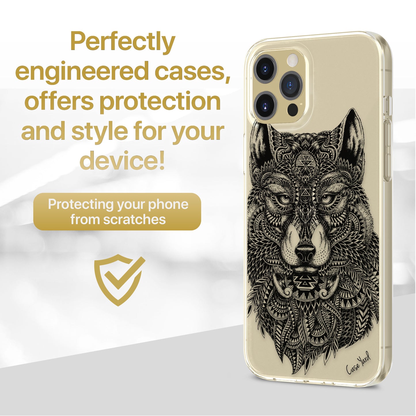 TPU Clear case with (Wolf) Design for iPhone & Samsung Phones