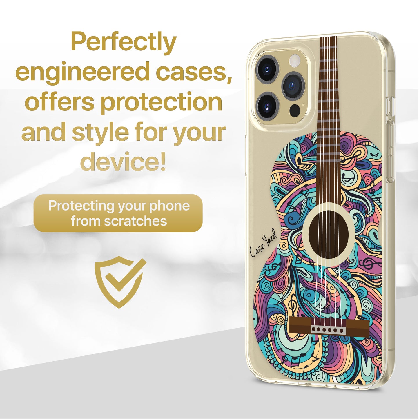 TPU Clear case with (Guitar) Design for iPhone & Samsung Phones