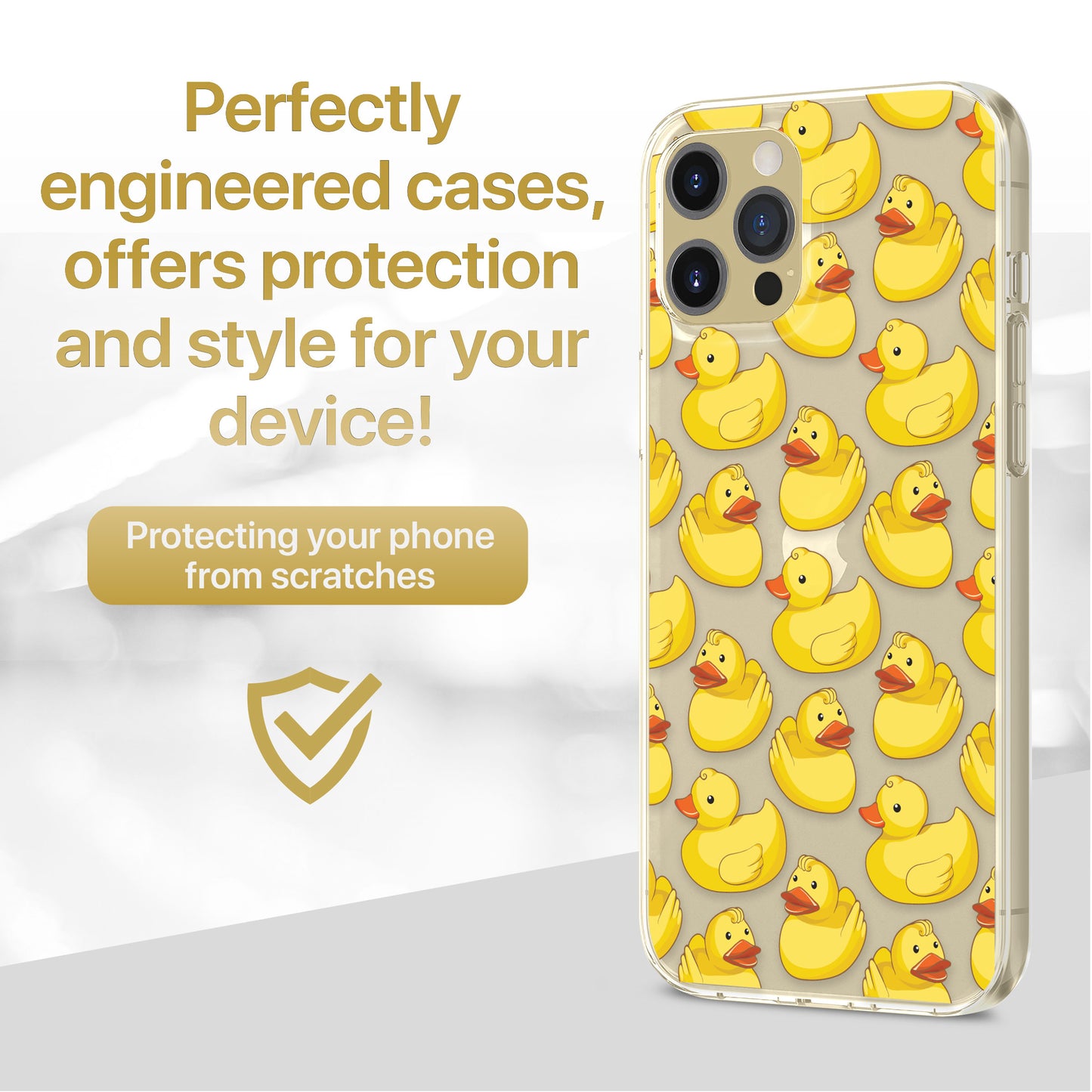 Ducky Pattern TPU Clear Phone Case for iPhone & Samsung Phones