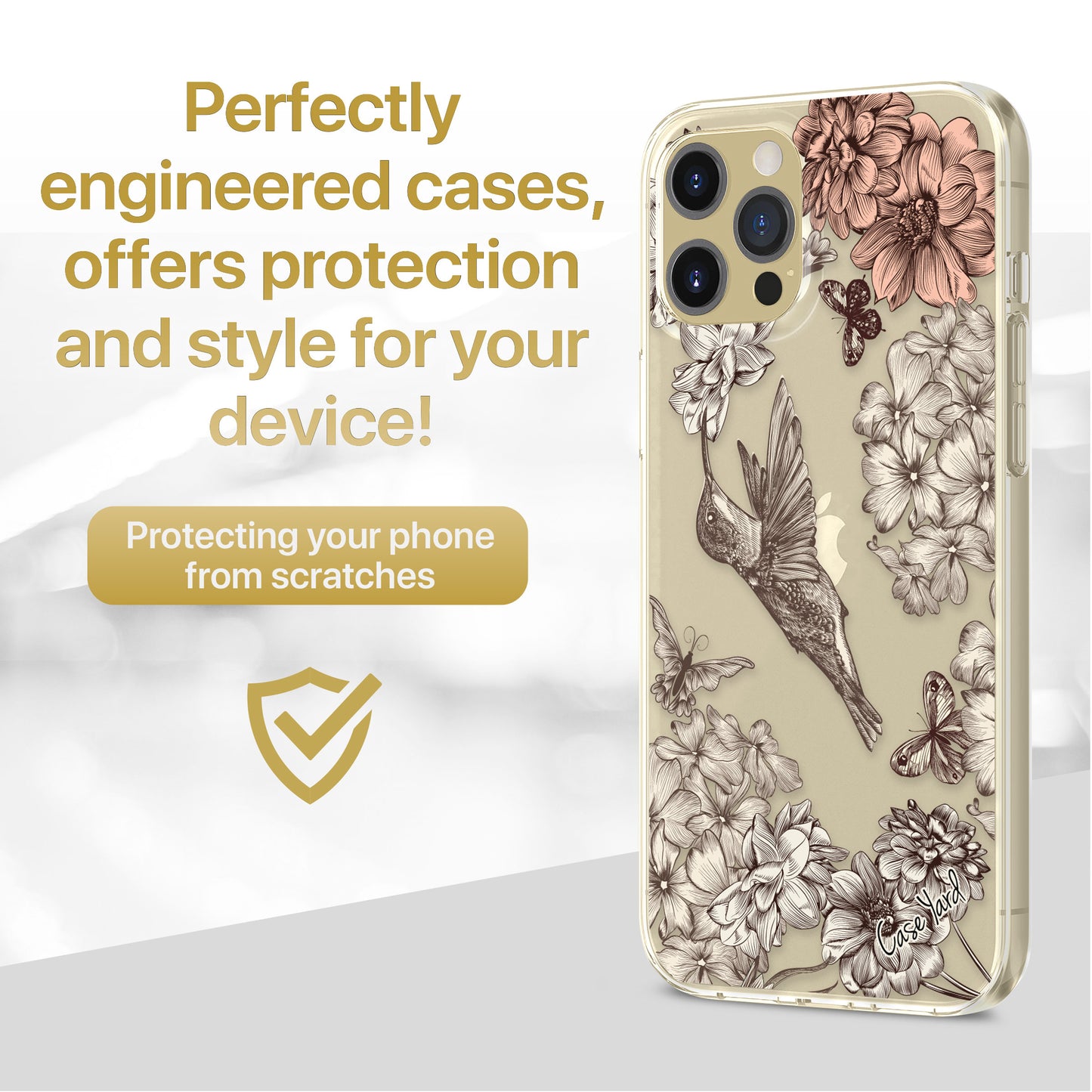 Vintage Hummingbird TPU Clear Phone Case for iPhone & Samsung Phones