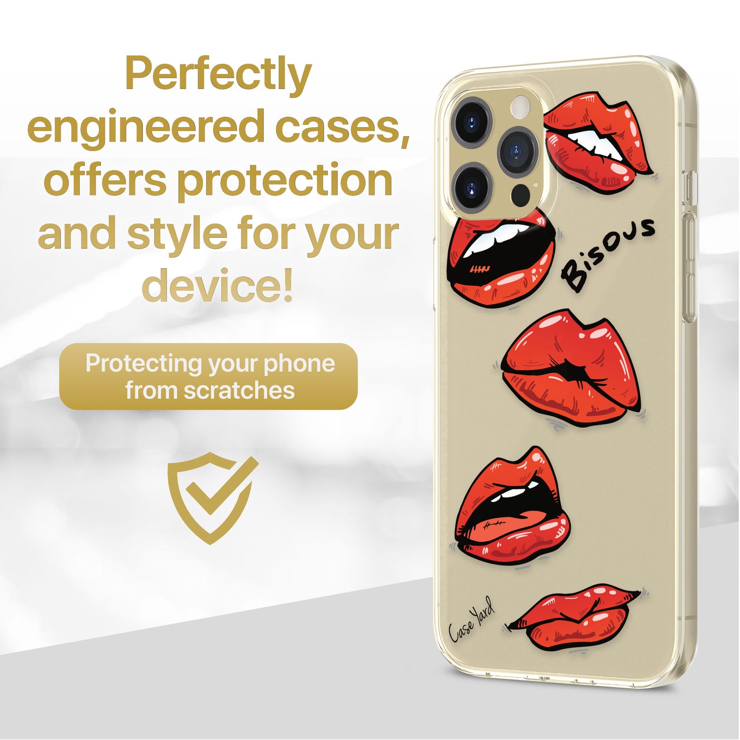 Lips Bisous TPU Clear Phone Case for iPhone & Samsung Phones