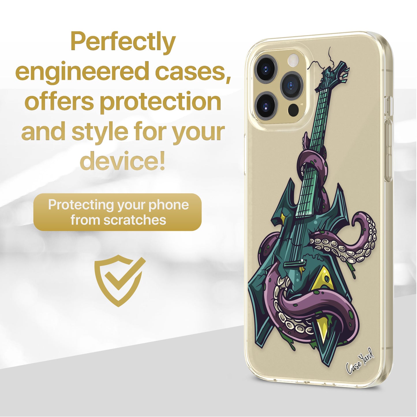 Kraken Guitar TPU Clear Phone Case for iPhone & Samsung Phones