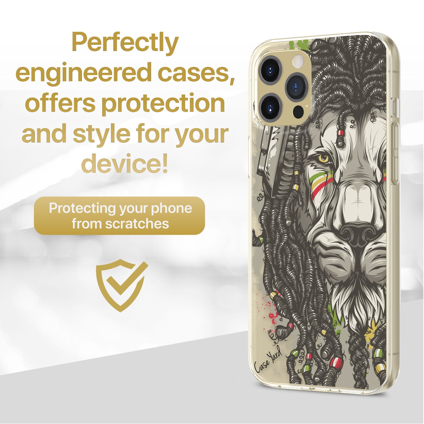 TPU Clear case with (Rasta Lion) Design for iPhone & Samsung Phones