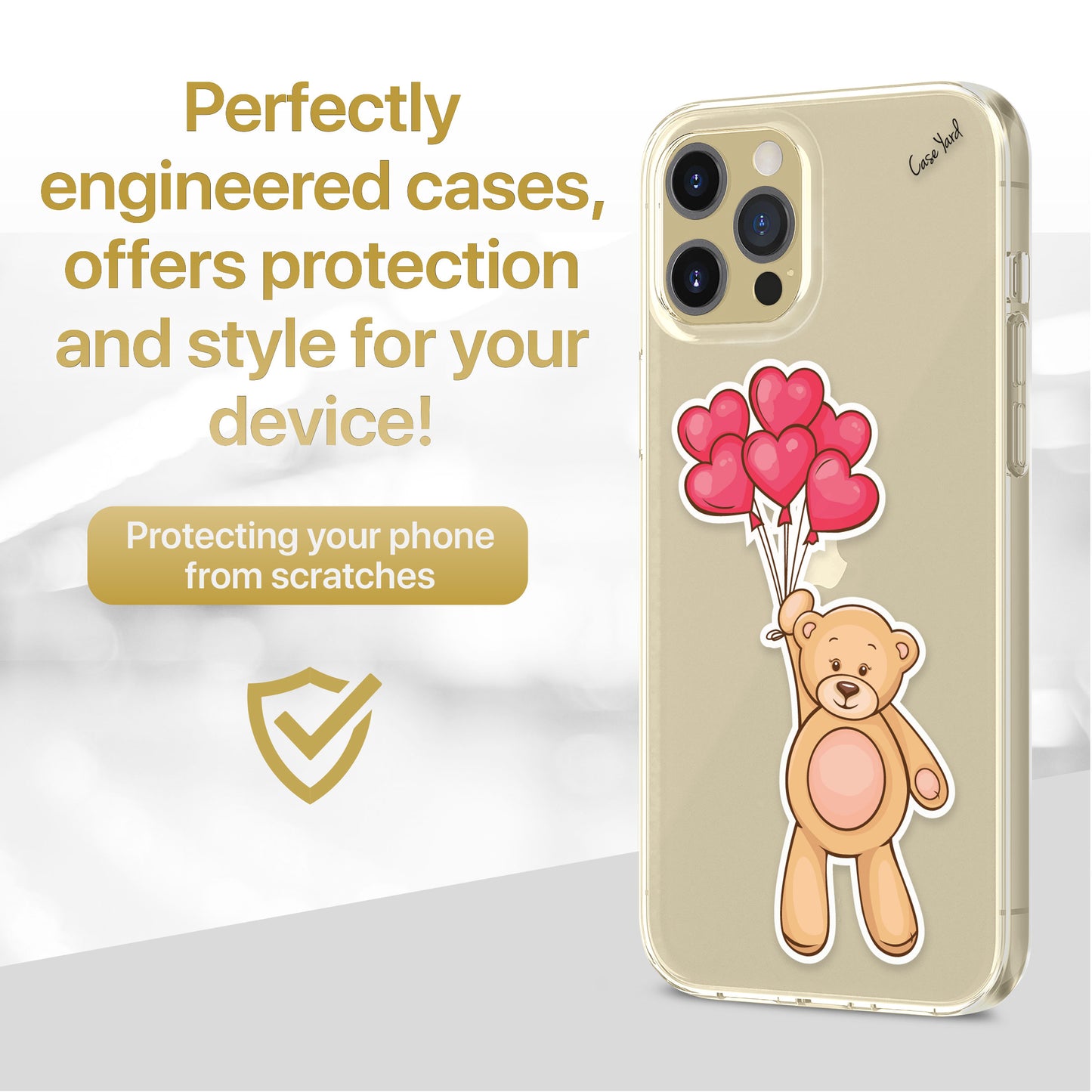 Balloons and Teddy TPU Clear Phone Case for iPhone & Samsung Phones