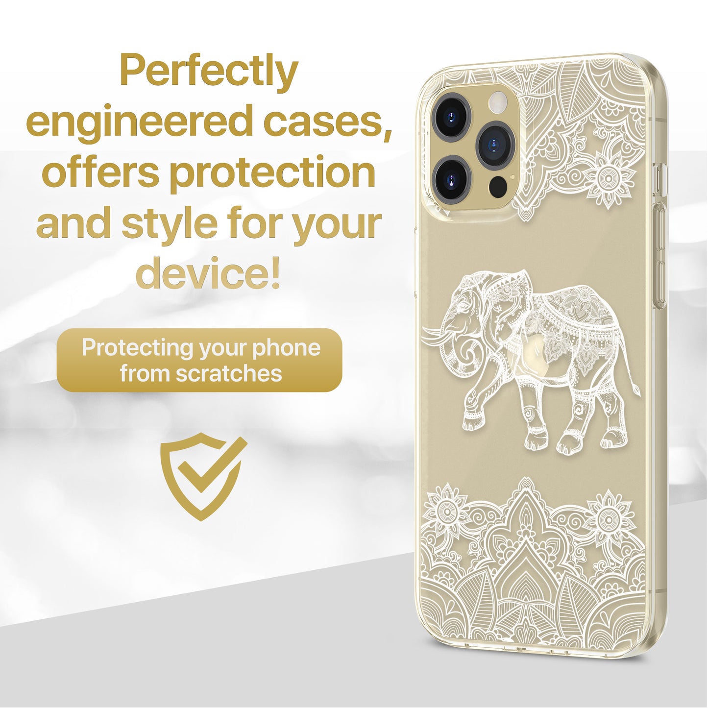 Royal Elephant Mandala TPU Clear Phone Case for iPhone & Samsung Phones