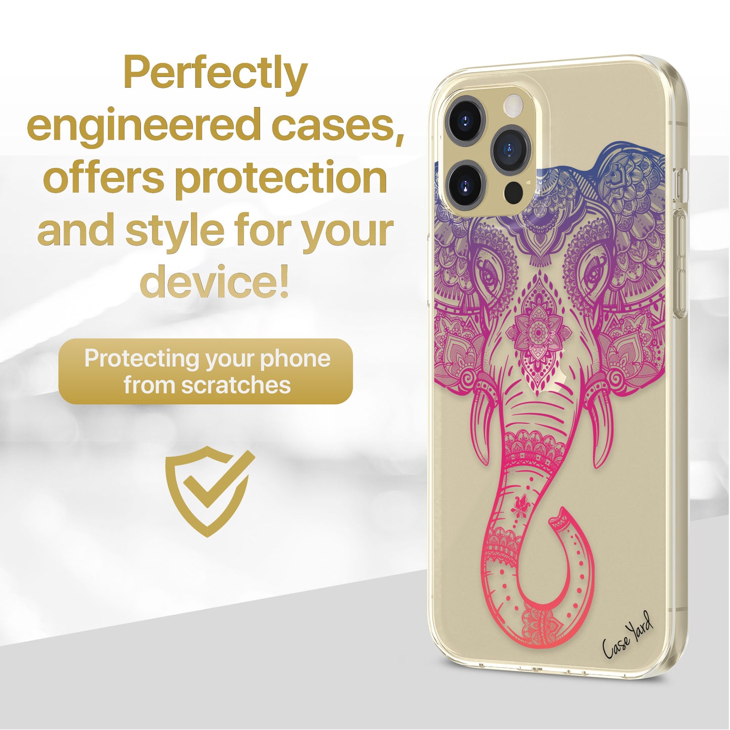 Royal Elephant Head TPU Clear Phone Case for iPhone & Samsung Phones