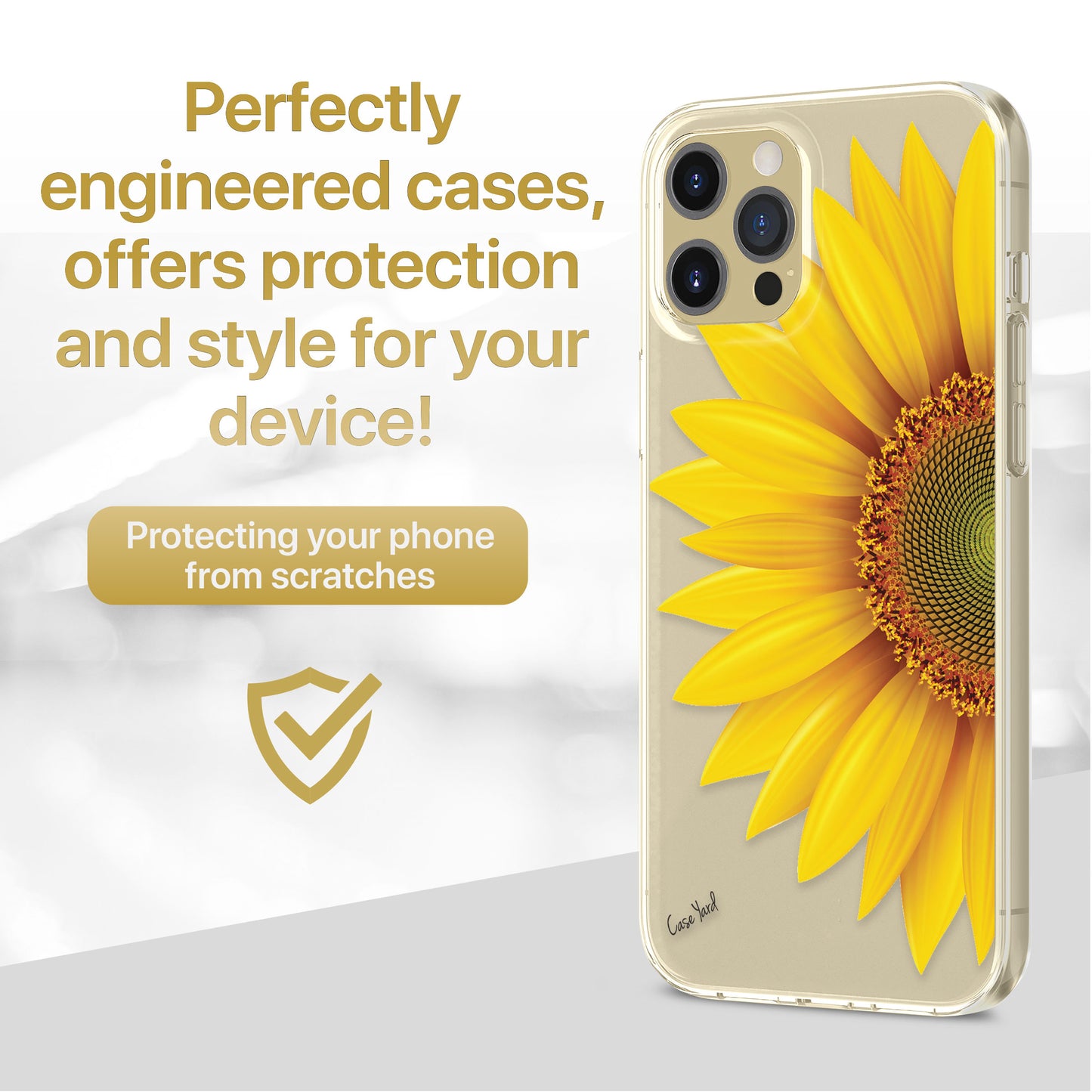 Half Sunflower TPU Clear Phone Case for iPhone & Samsung Phones