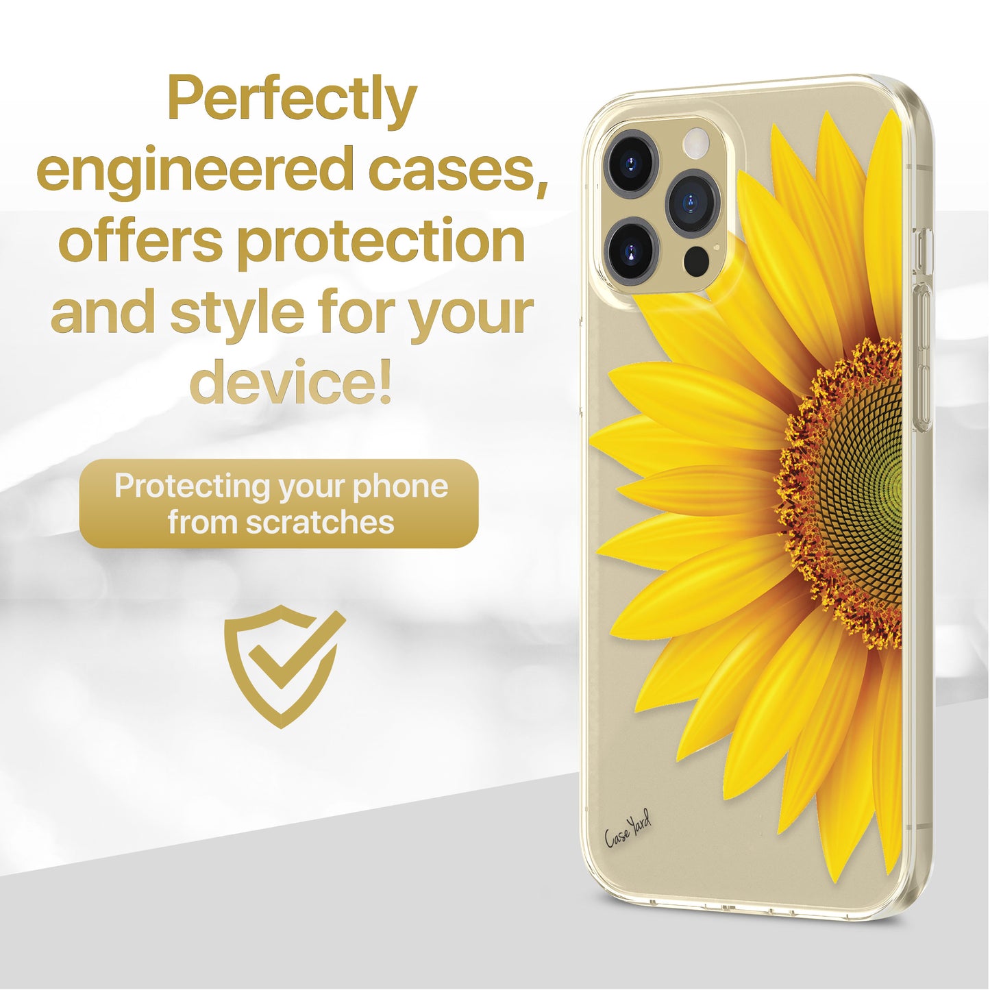 TPU Clear case with (Half Sunflower) Design for iPhone & Samsung Phones