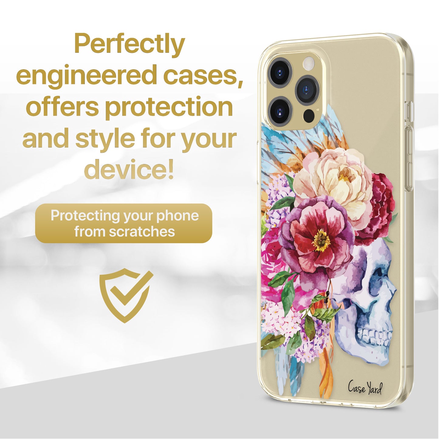Watercolor Skull TPU Clear Phone Case for iPhone & Samsung Phones