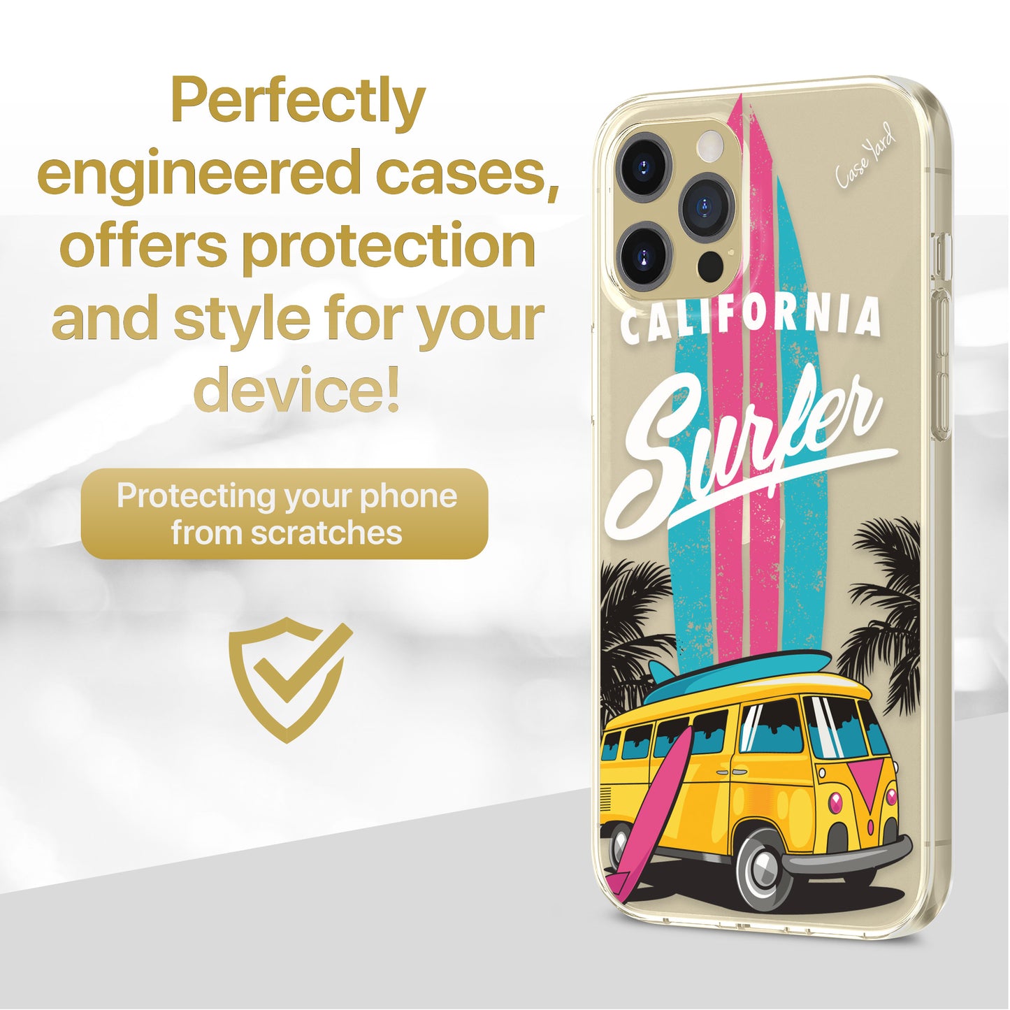 Cali Surfer TPU Clear Phone Case for iPhone & Samsung Phones