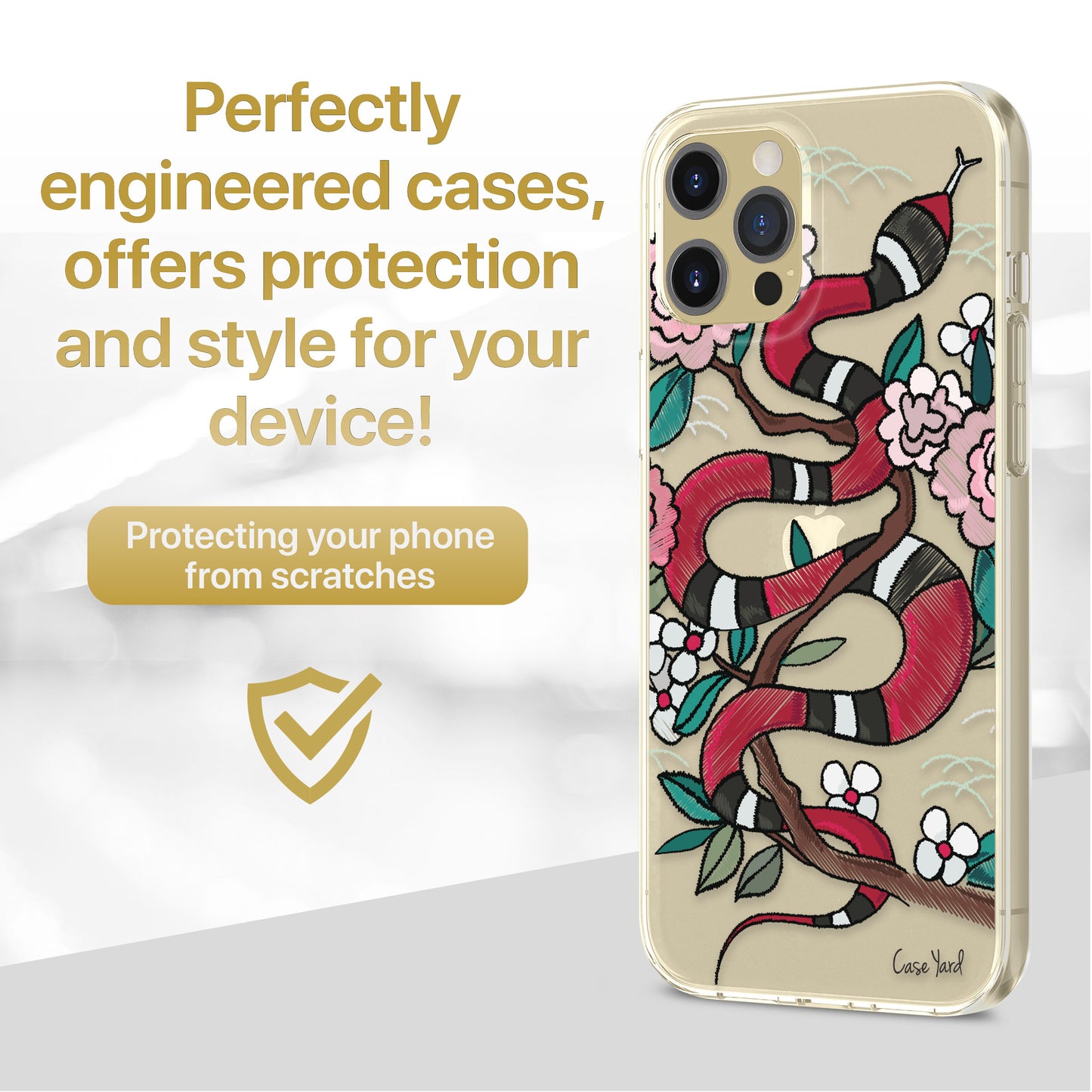 Flower Snake TPU Clear Phone Case for iPhone & Samsung Phones