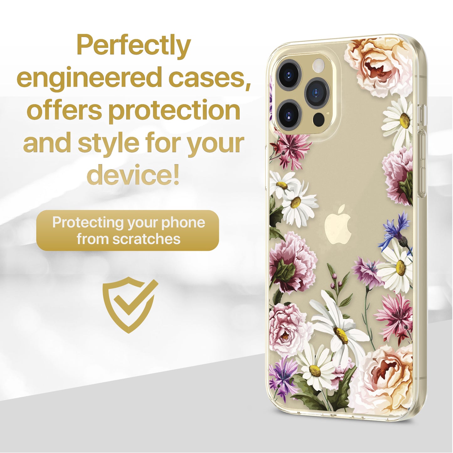 TPU Case Clear case with (Carnation Flowers) Design for iPhone & Samsung Phones