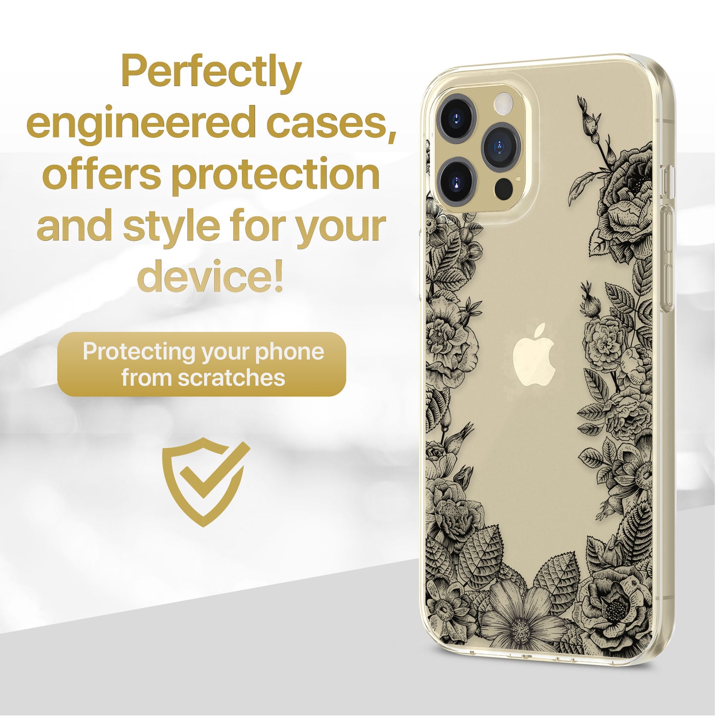 Vintage Flowers TPU Clear Phone Case for iPhone & Samsung Phones
