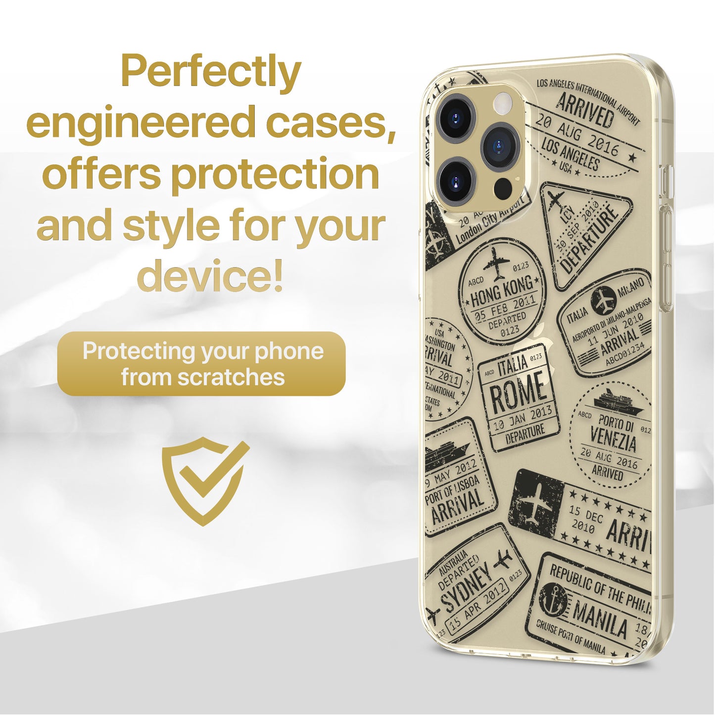 Travel Case TPU Clear Phone Case for iPhone & Samsung Phones