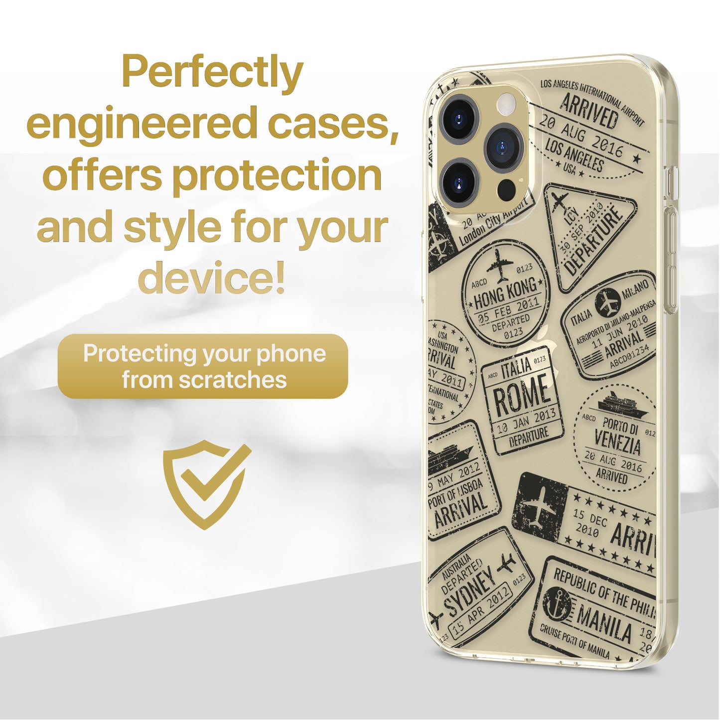 TPU Clear case with (Travel Case) Design for iPhone & Samsung Phones