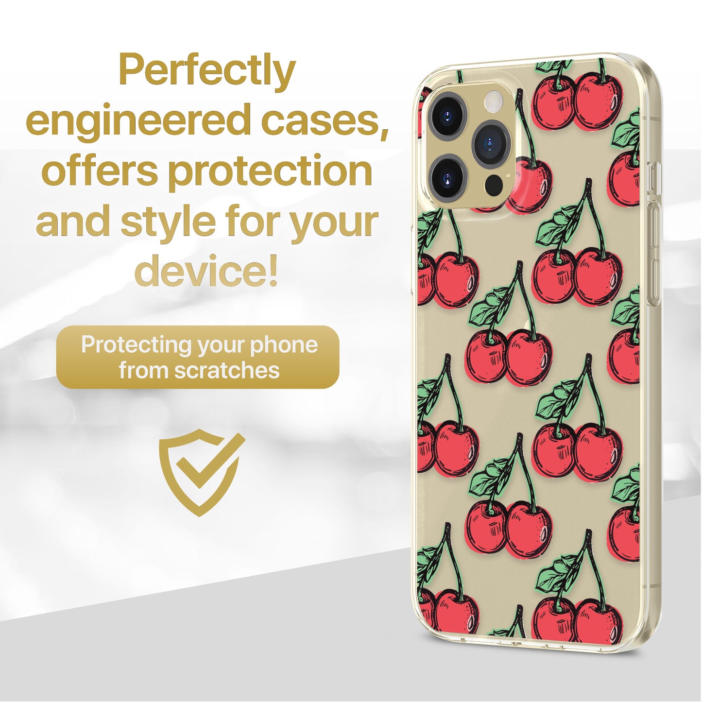 Cherries TPU Clear Phone Case for iPhone & Samsung Phones