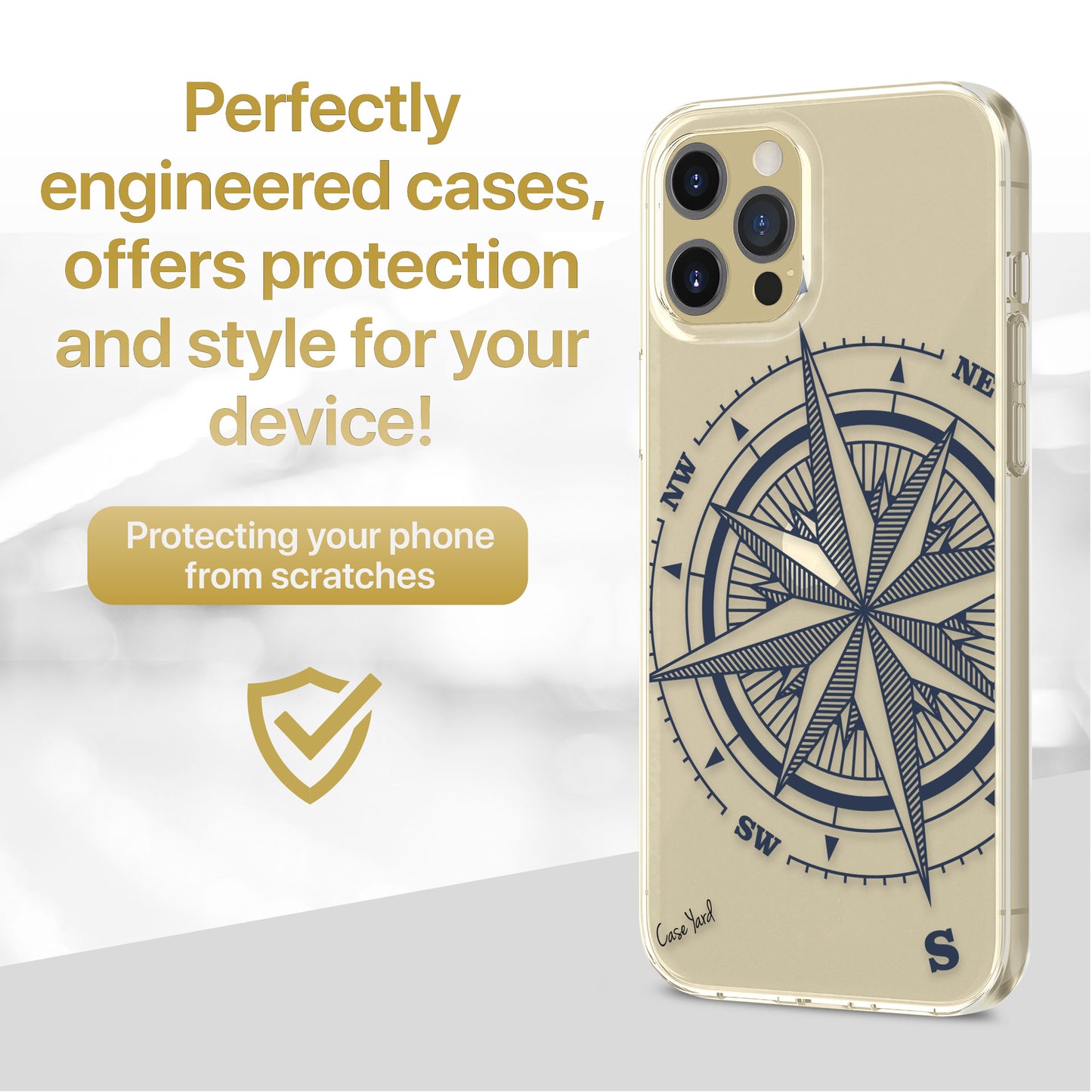 TPU Clear case with (Compass Rose) Design for iPhone & Samsung Phones