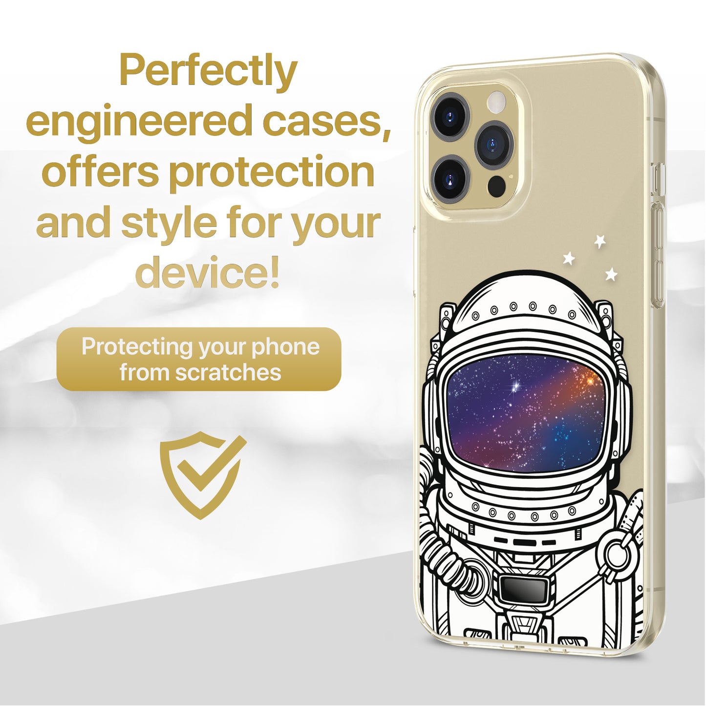 TPU Clear case with (Astronaut Helmet) Design for iPhone & Samsung Phones