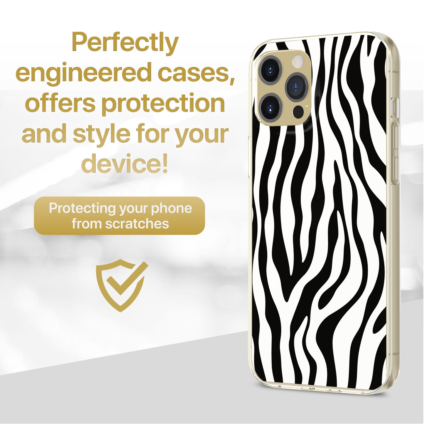 Zebra TPU Clear Phone Case for iPhone & Samsung Phones