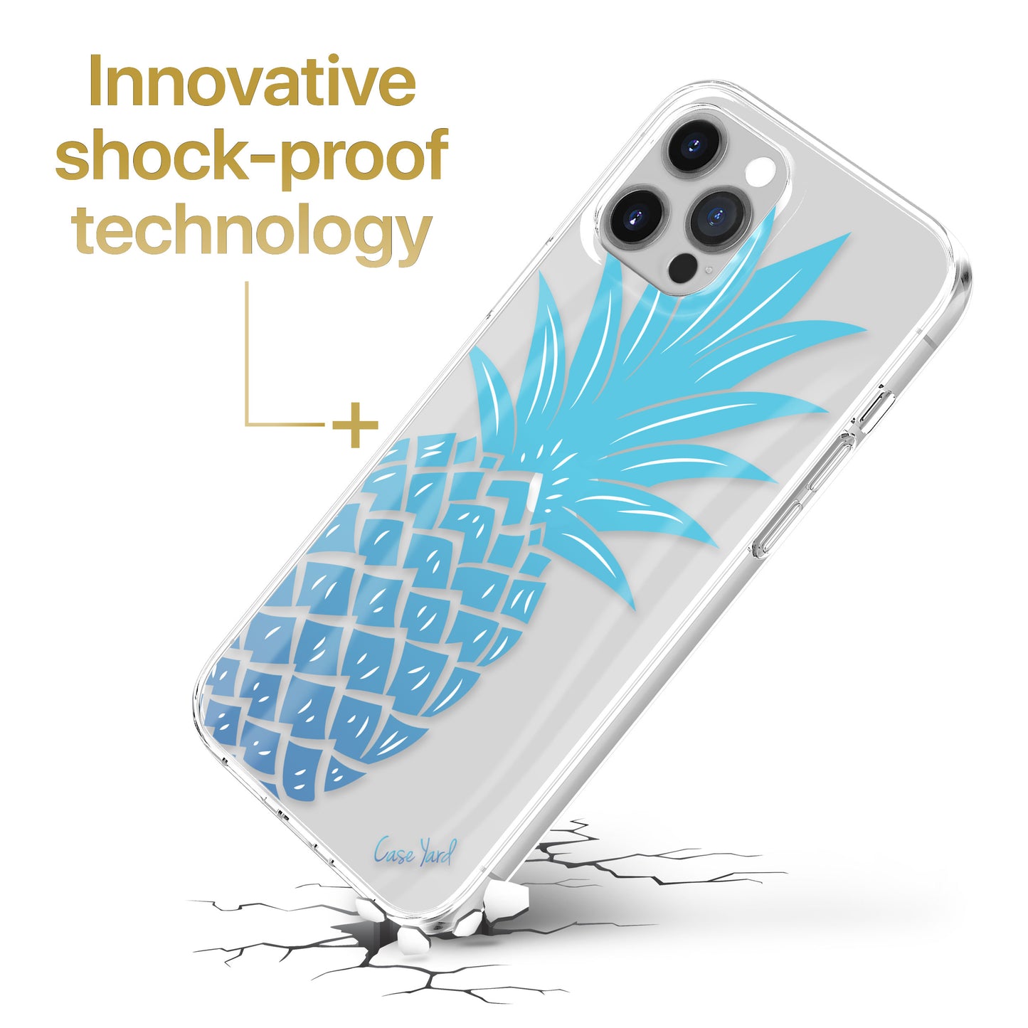 TPU Clear case with (Blue Pineapple) Design for iPhone & Samsung Phones