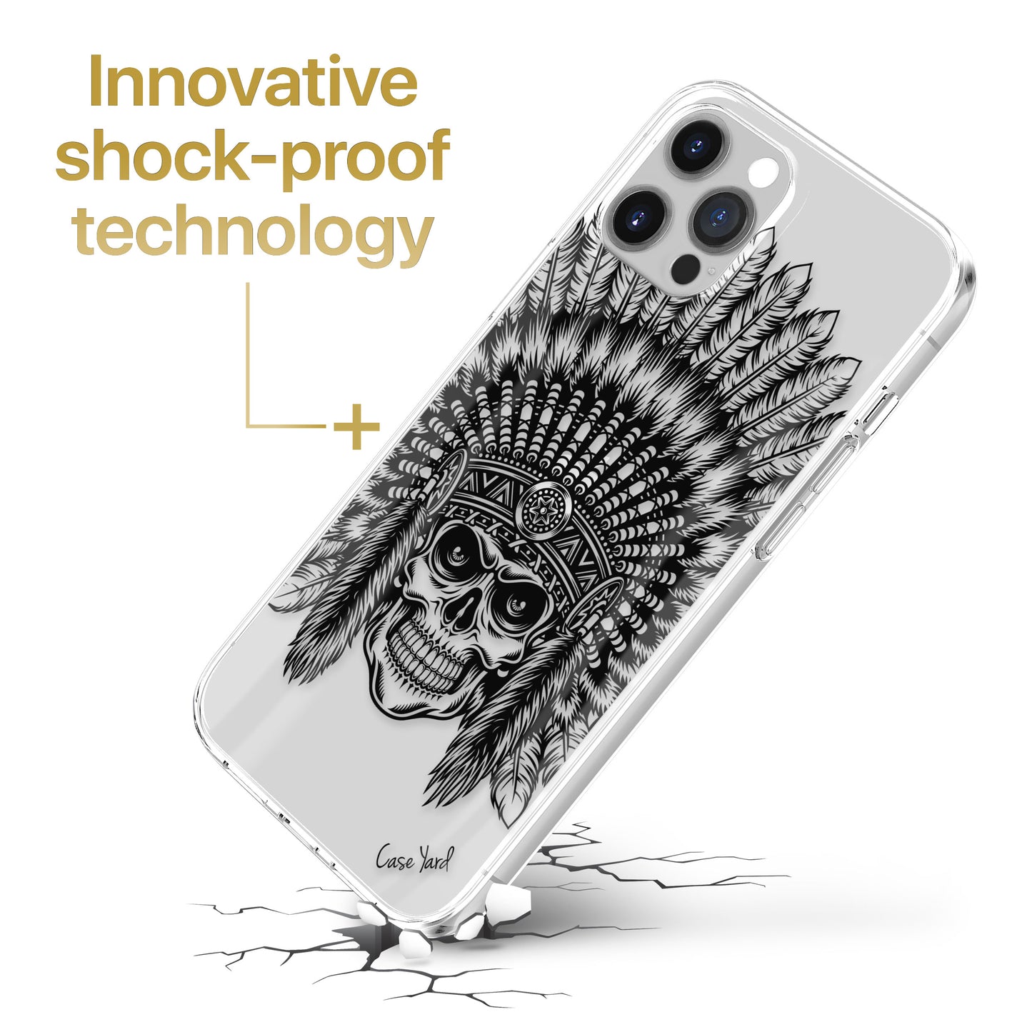 Skull Feather TPU Clear Phone Case for iPhone & Samsung Phones