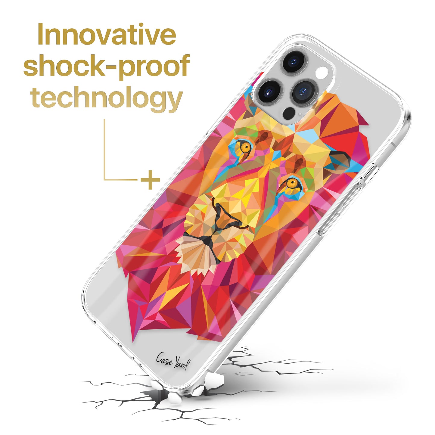 Lion Polygon TPU Clear Phone Case for iPhone & Samsung Phones
