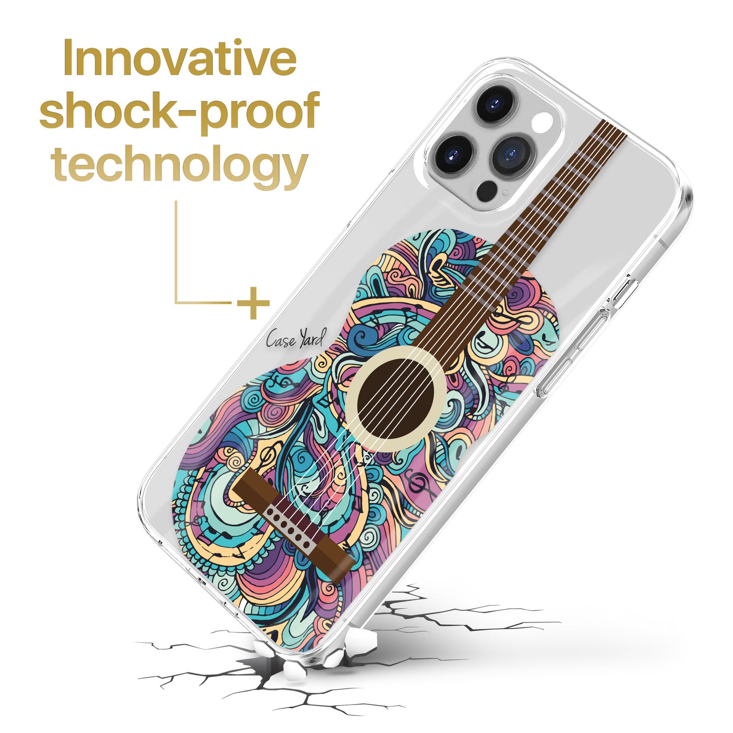 TPU Clear case with (Guitar) Design for iPhone & Samsung Phones