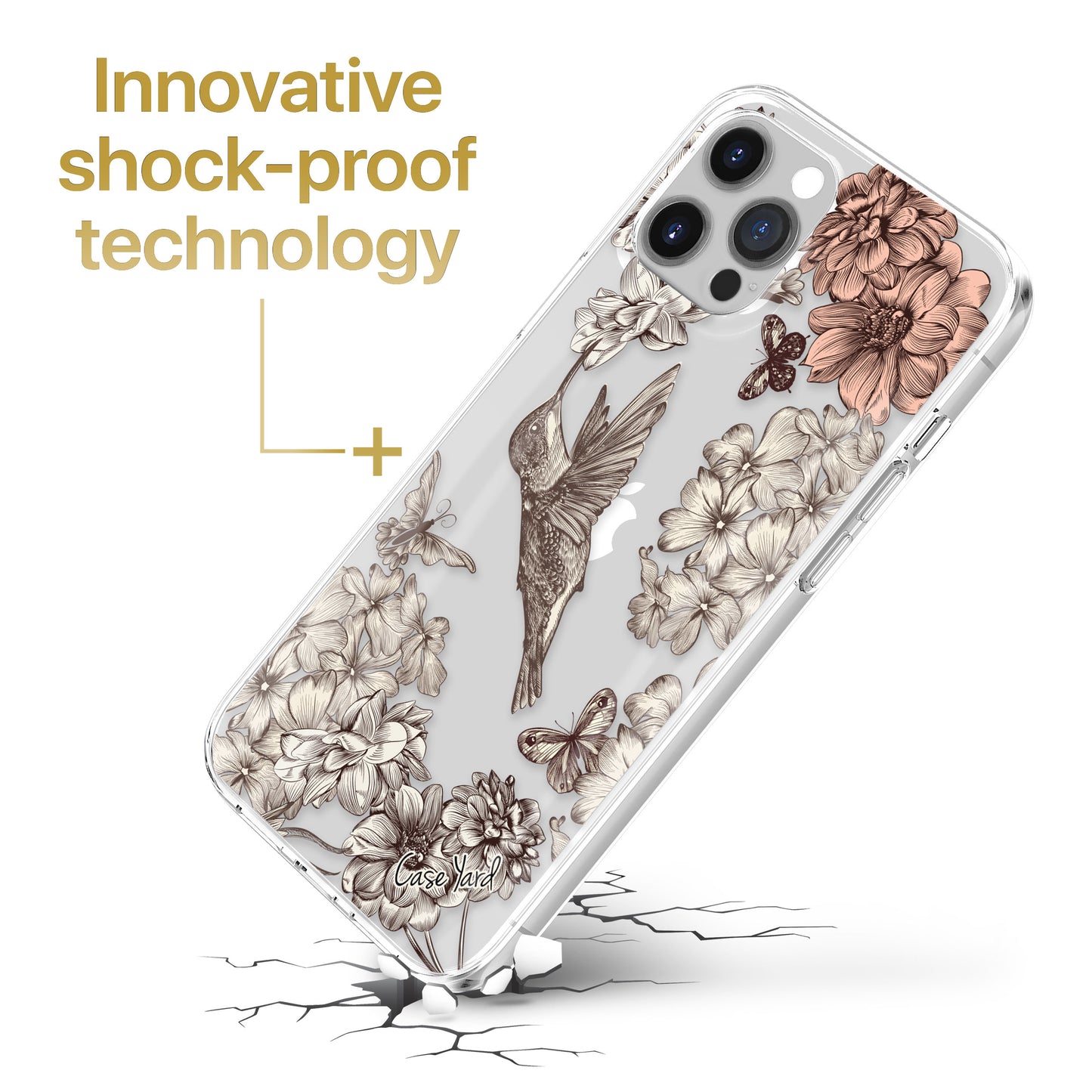 Vintage Hummingbird TPU Clear Phone Case for iPhone & Samsung Phones