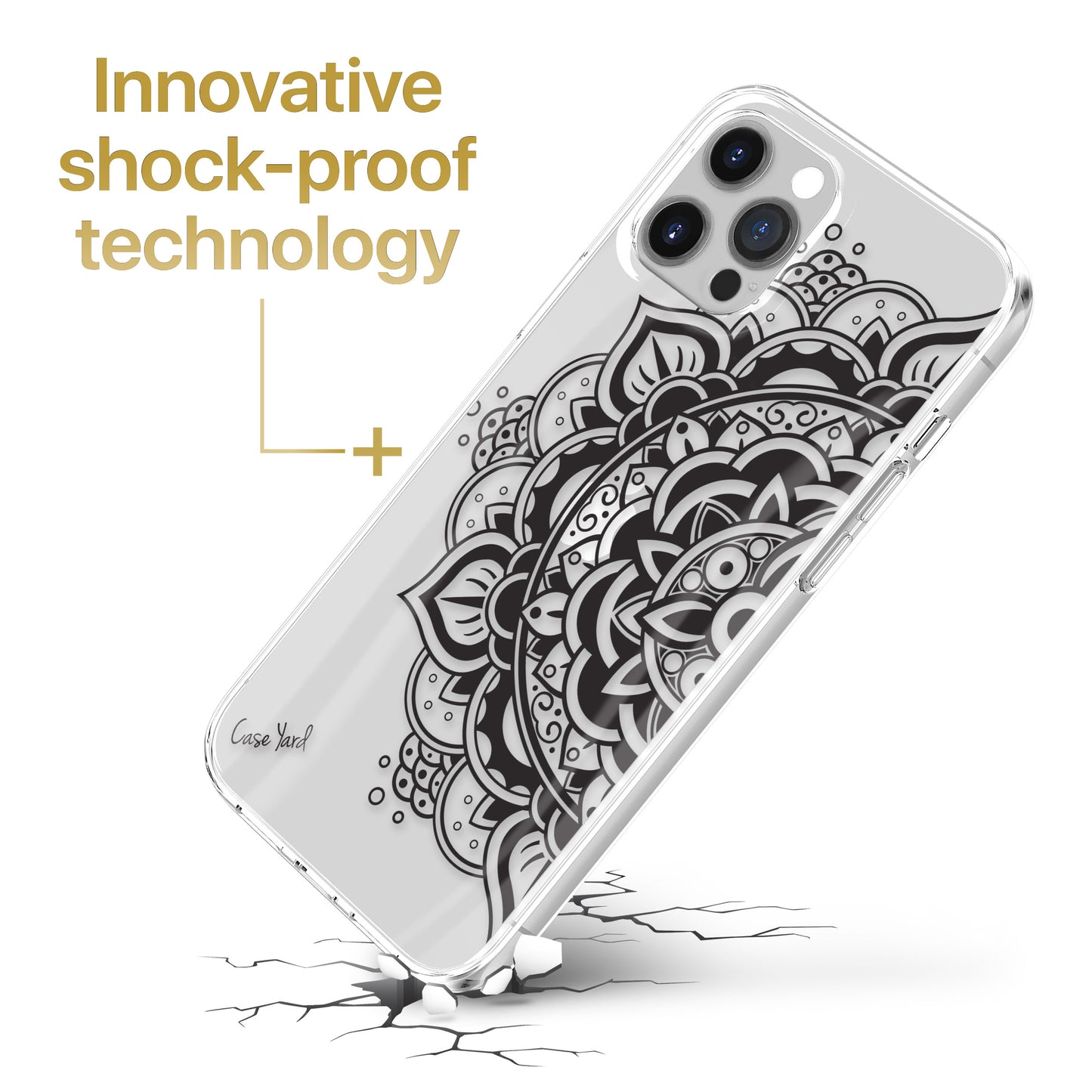 TPU Case Clear case with (Flower Mandala 2) Design for iPhone & Samsung Phones