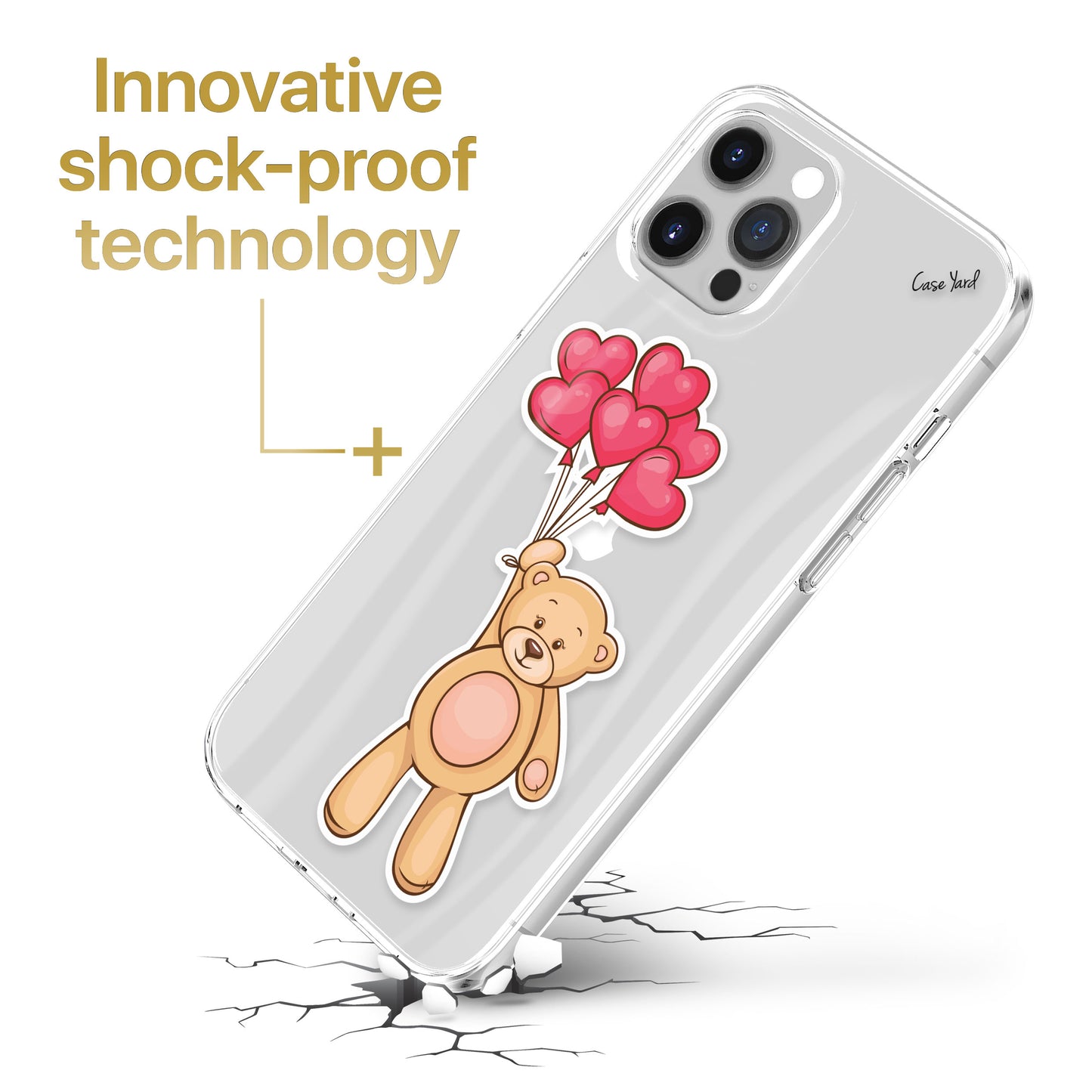 Balloons and Teddy TPU Clear Phone Case for iPhone & Samsung Phones