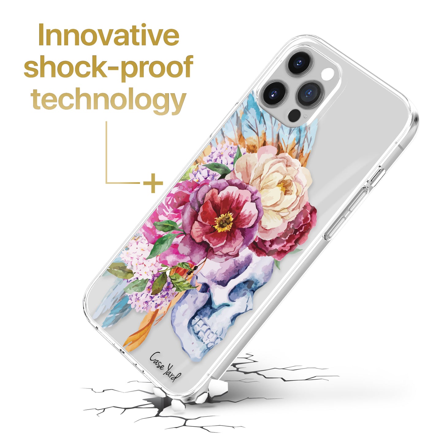 Watercolor Skull TPU Clear Phone Case for iPhone & Samsung Phones