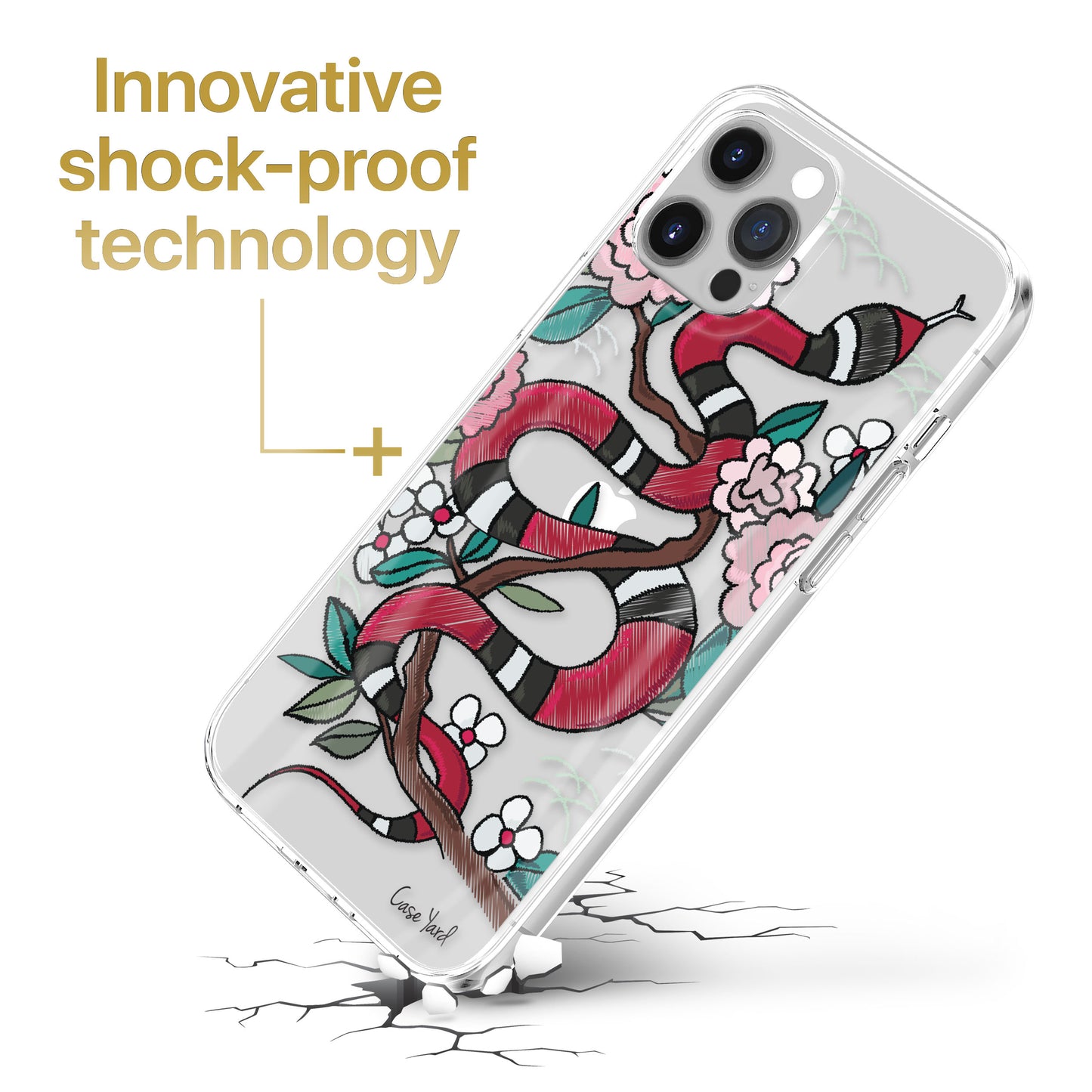 Flower Snake TPU Clear Phone Case for iPhone & Samsung Phones