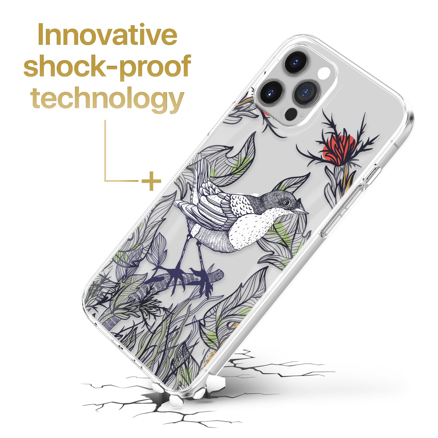 TPU Clear case with (A Little Bird) Design for iPhone & Samsung Phones