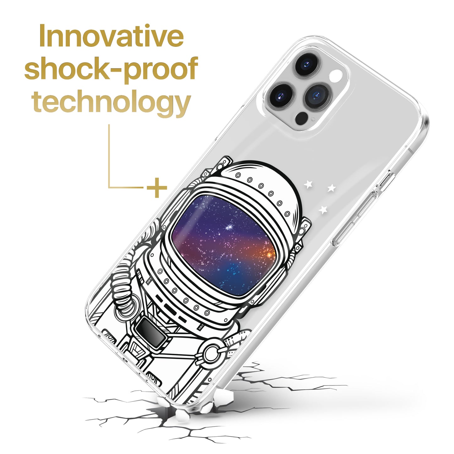 TPU Clear case with (Astronaut Helmet) Design for iPhone & Samsung Phones