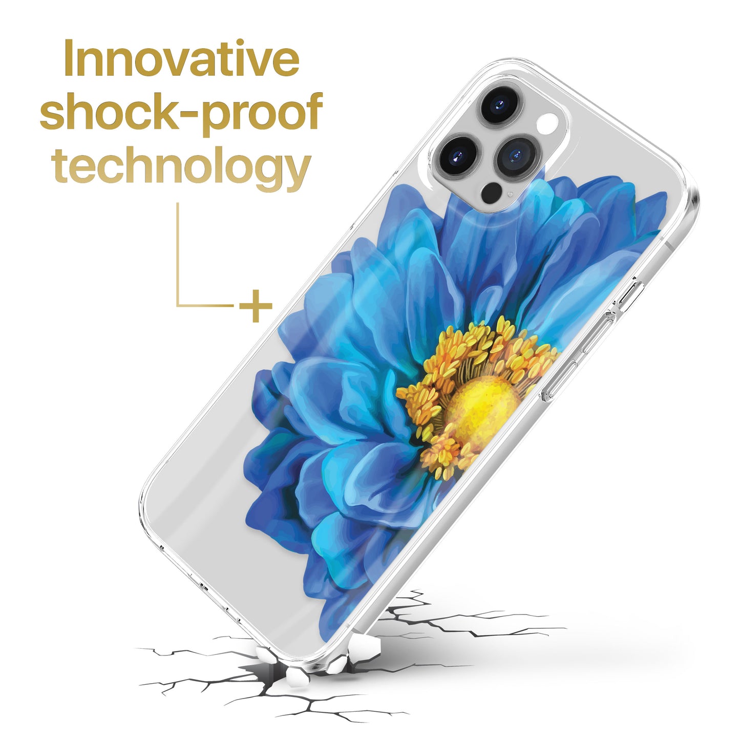 Blue Flower TPU Clear Phone Case for iPhone & Samsung Phones