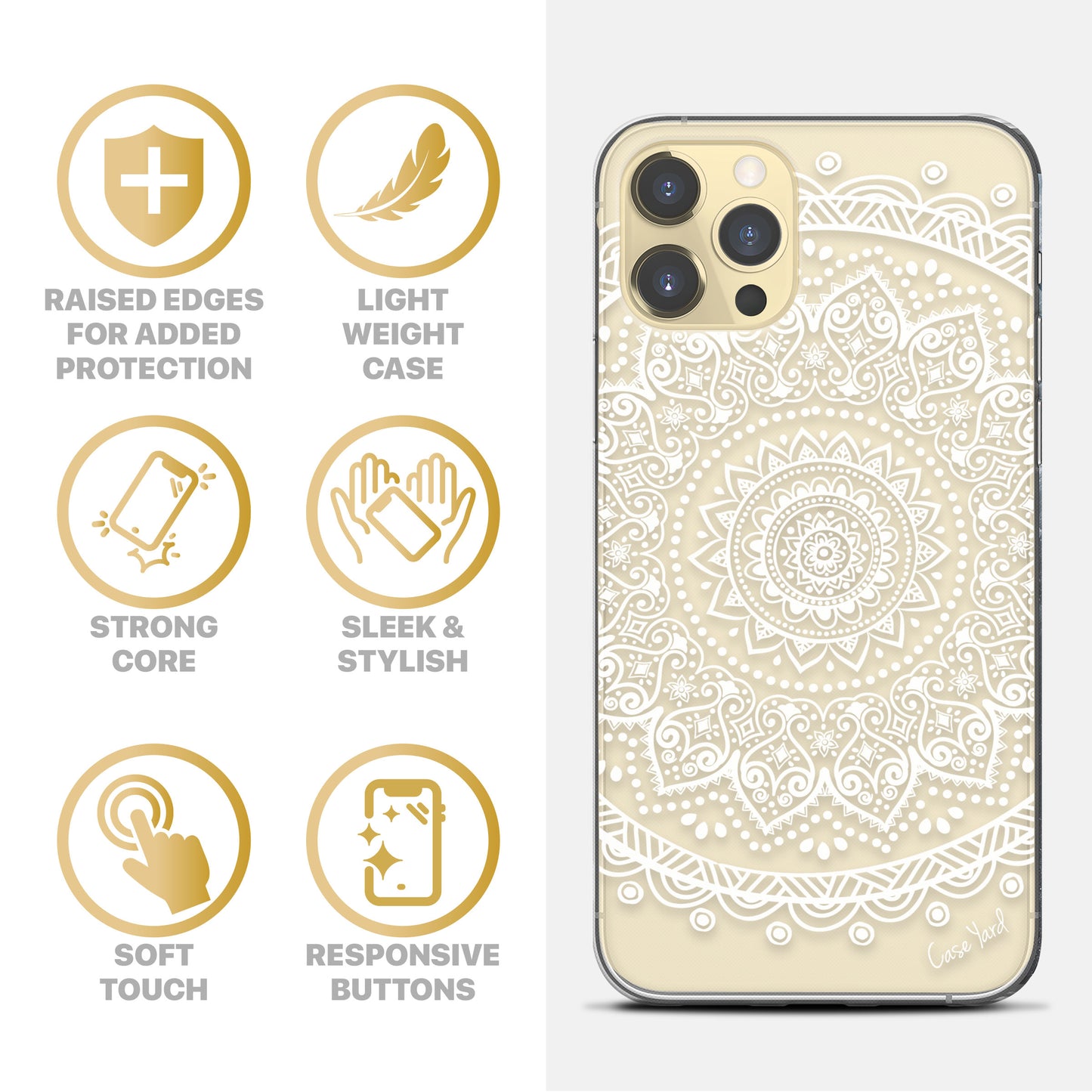 Mandala Clear TPU Clear Phone Case for iPhone & Samsung Phones