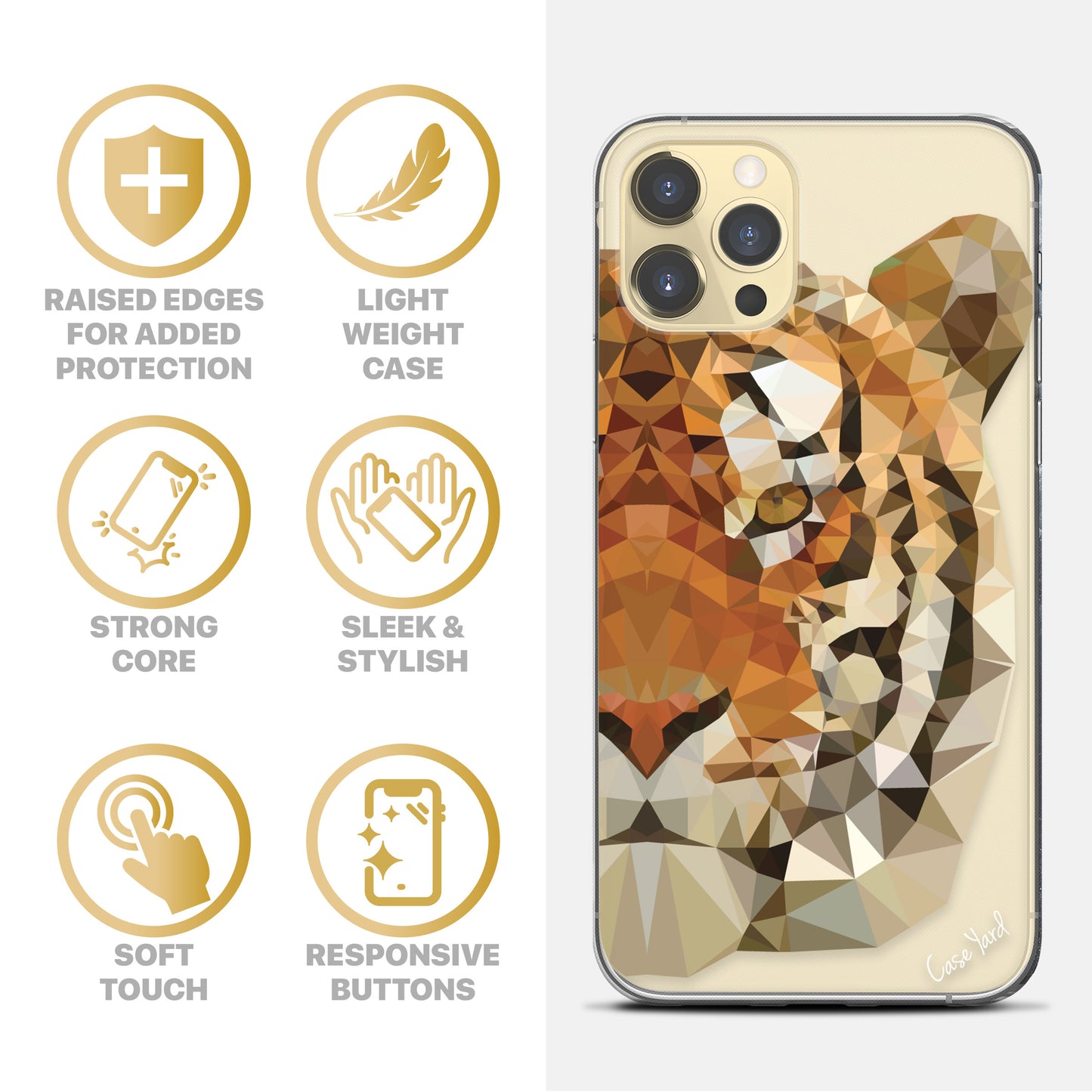 Tiger Face TPU Clear Phone Case for iPhone & Samsung Phones
