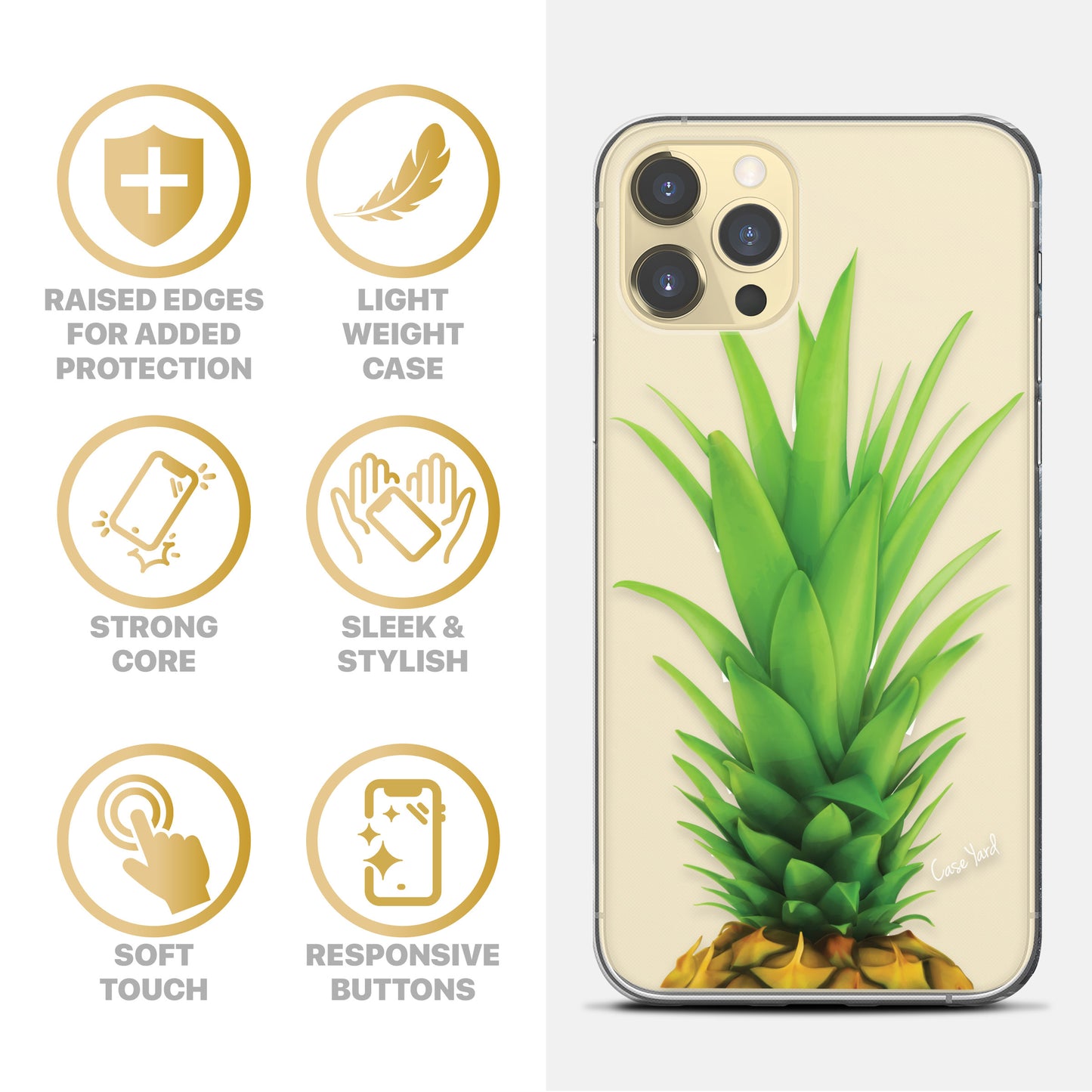 Pineapple Head TPU Clear Phone Case for iPhone & Samsung Phones