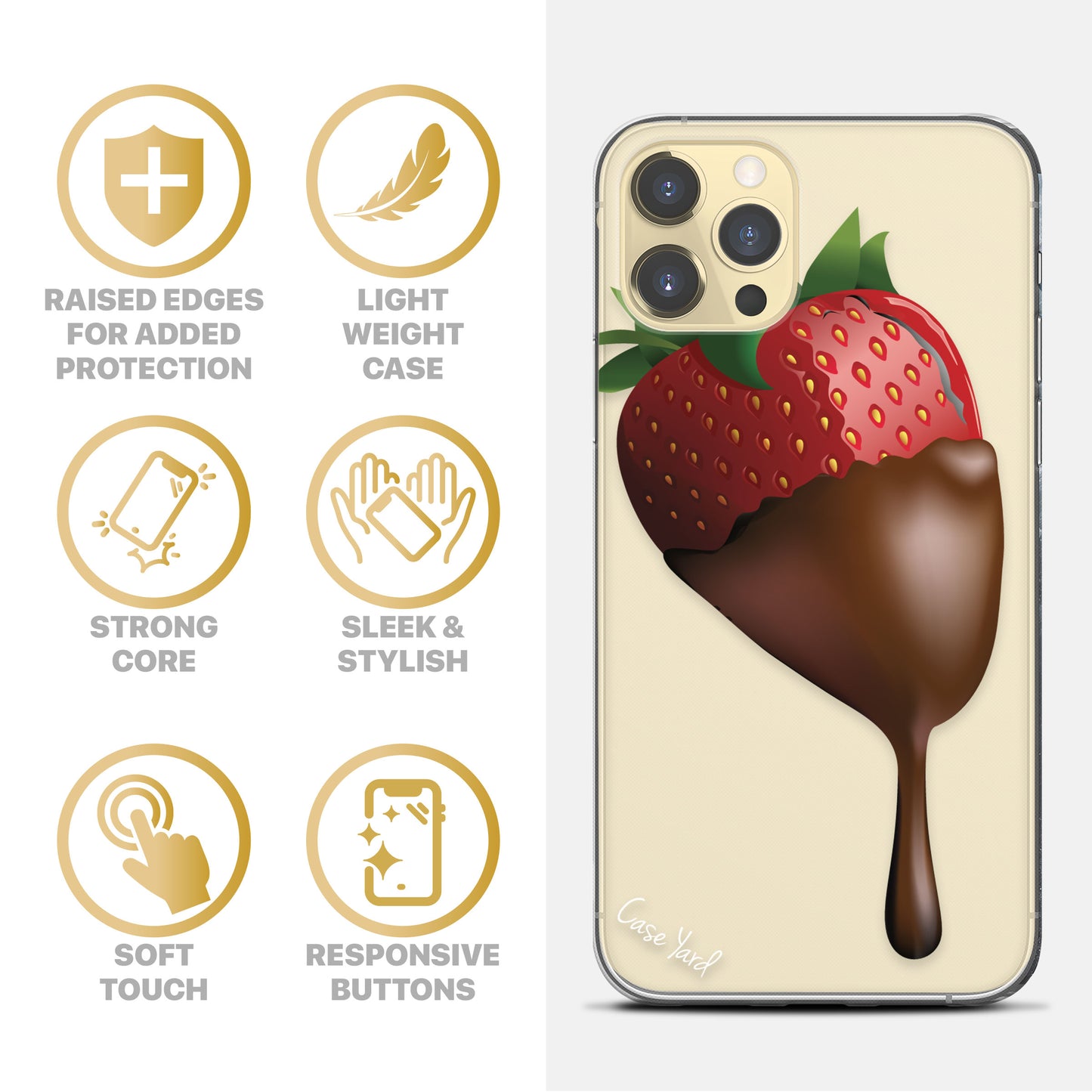 Strawberry Chocolate TPU Clear Phone Case for iPhone & Samsung Phones