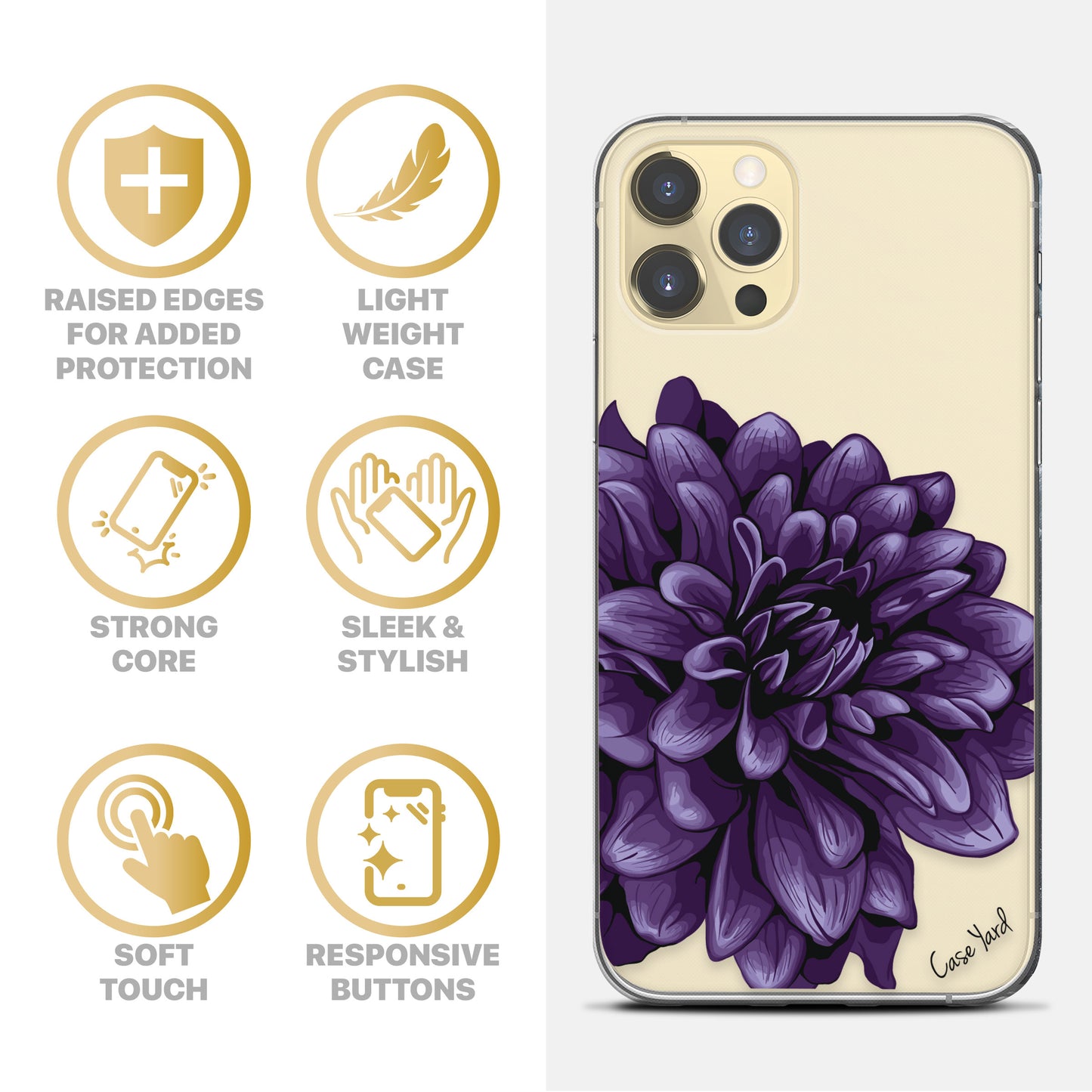 Dahlia TPU Clear Phone Case for iPhone & Samsung Phones