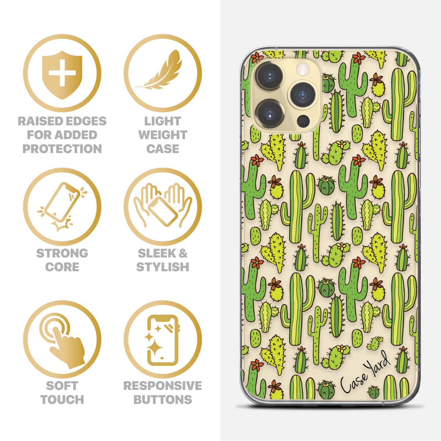 Cactus TPU Clear Phone Case for iPhone & Samsung Phones