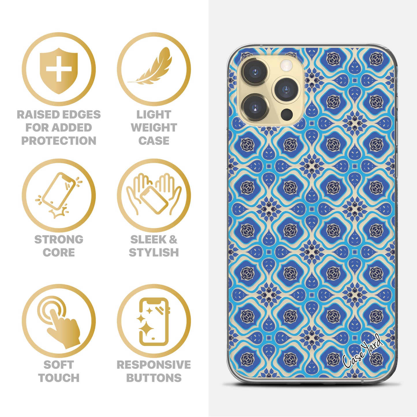 TPU Case Clear case with (Moroccan Tile) Design for iPhone & Samsung Phones