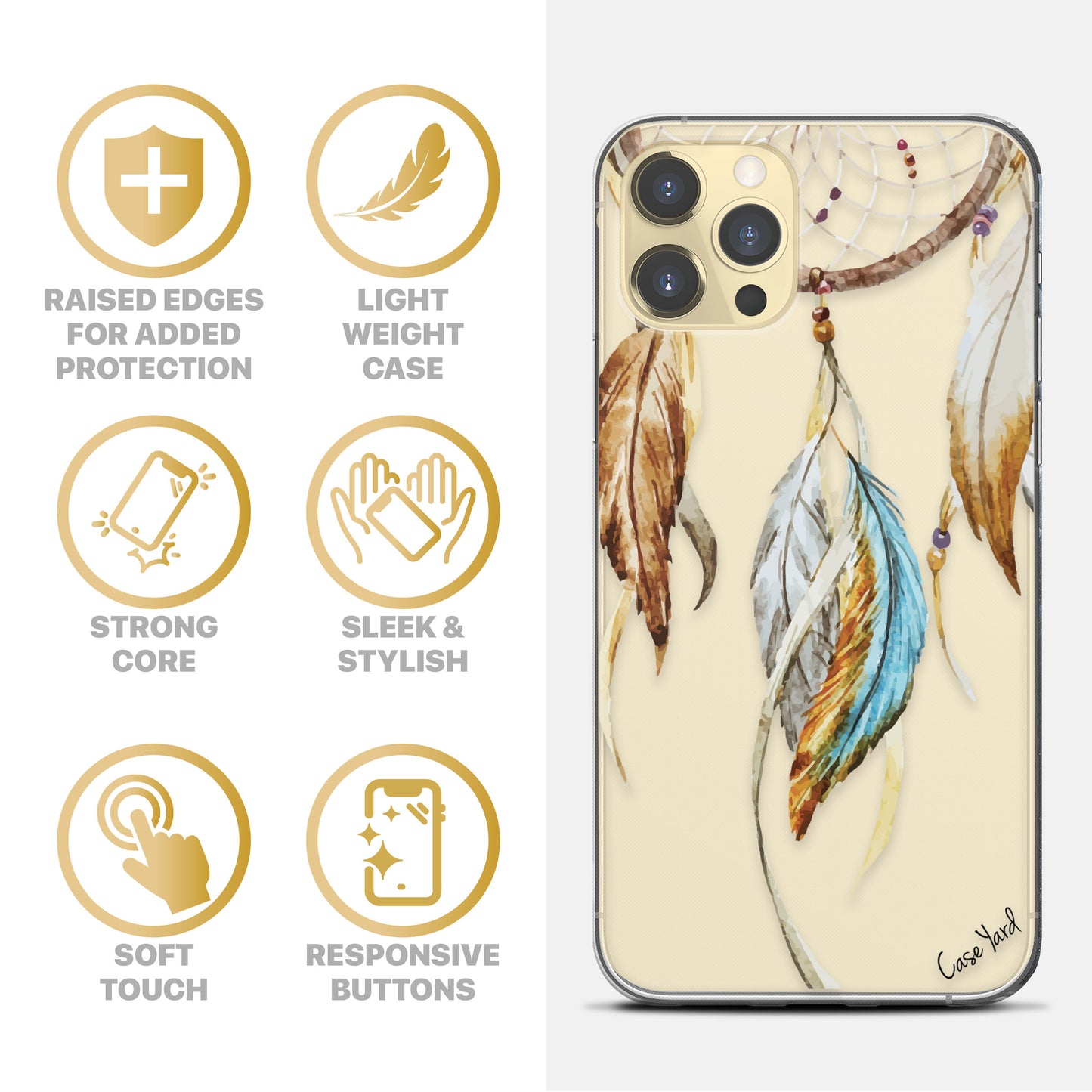 Watercolor Mandala TPU Clear Phone Case for iPhone & Samsung Phones