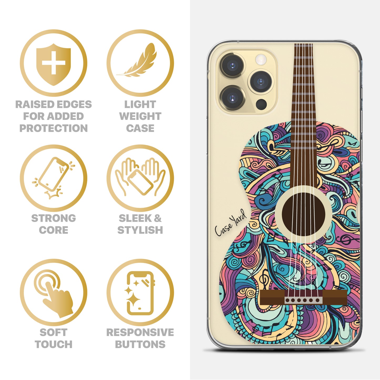 Guitar TPU Clear Phone Case for iPhone & Samsung Phones