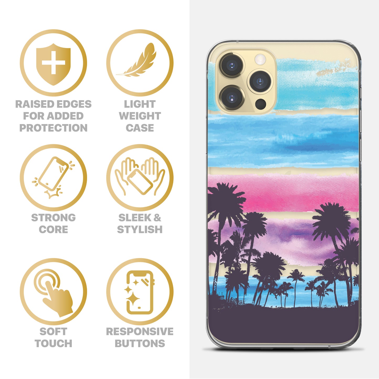 Palms TPU Clear Phone Case for iPhone & Samsung Phones