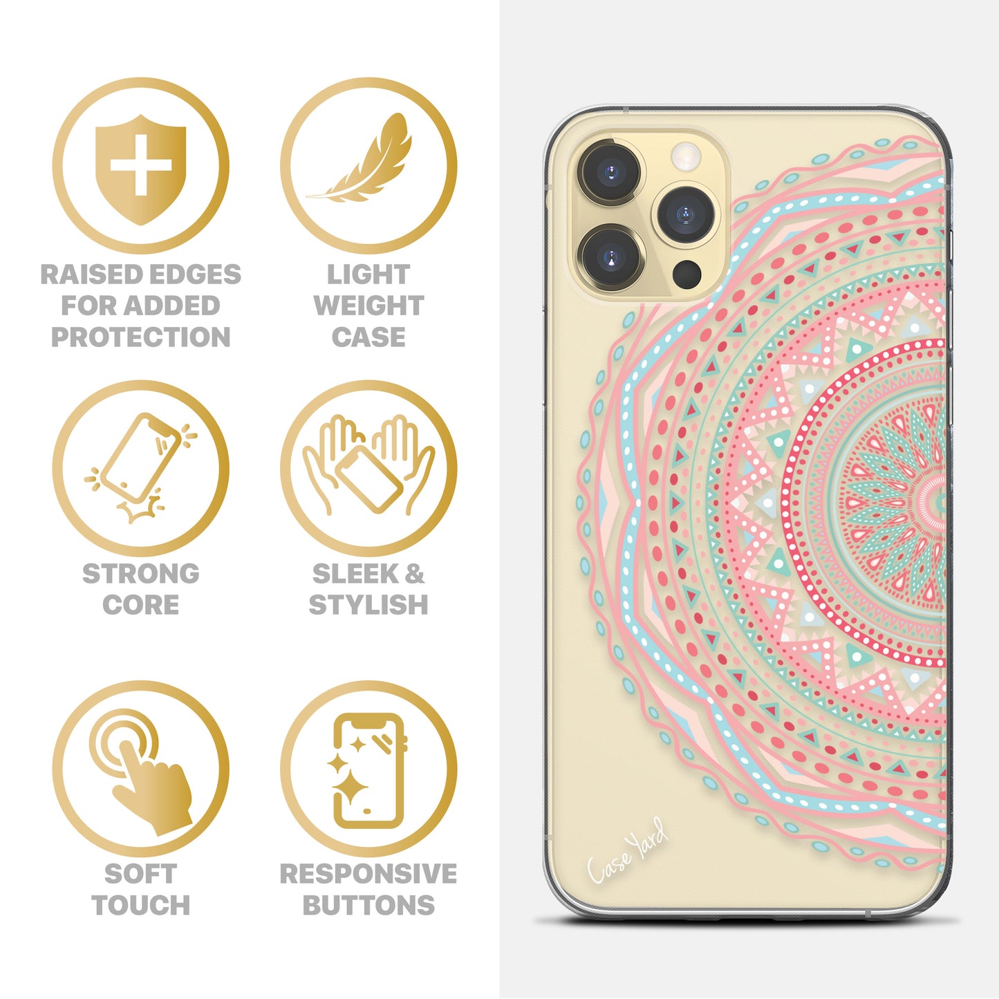 Half Anna Mandala TPU Clear Phone Case for iPhone & Samsung Phones