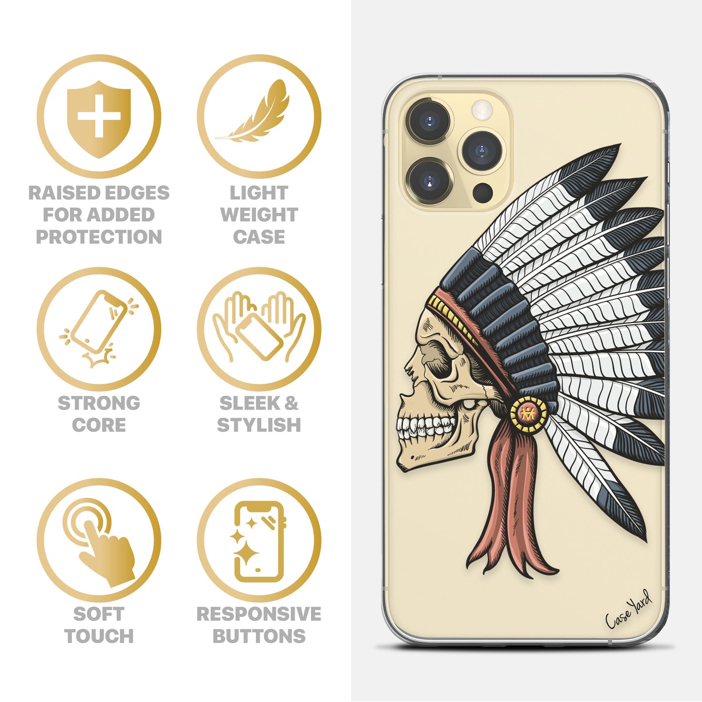 Indian Chief TPU Clear Phone Case for iPhone & Samsung Phones
